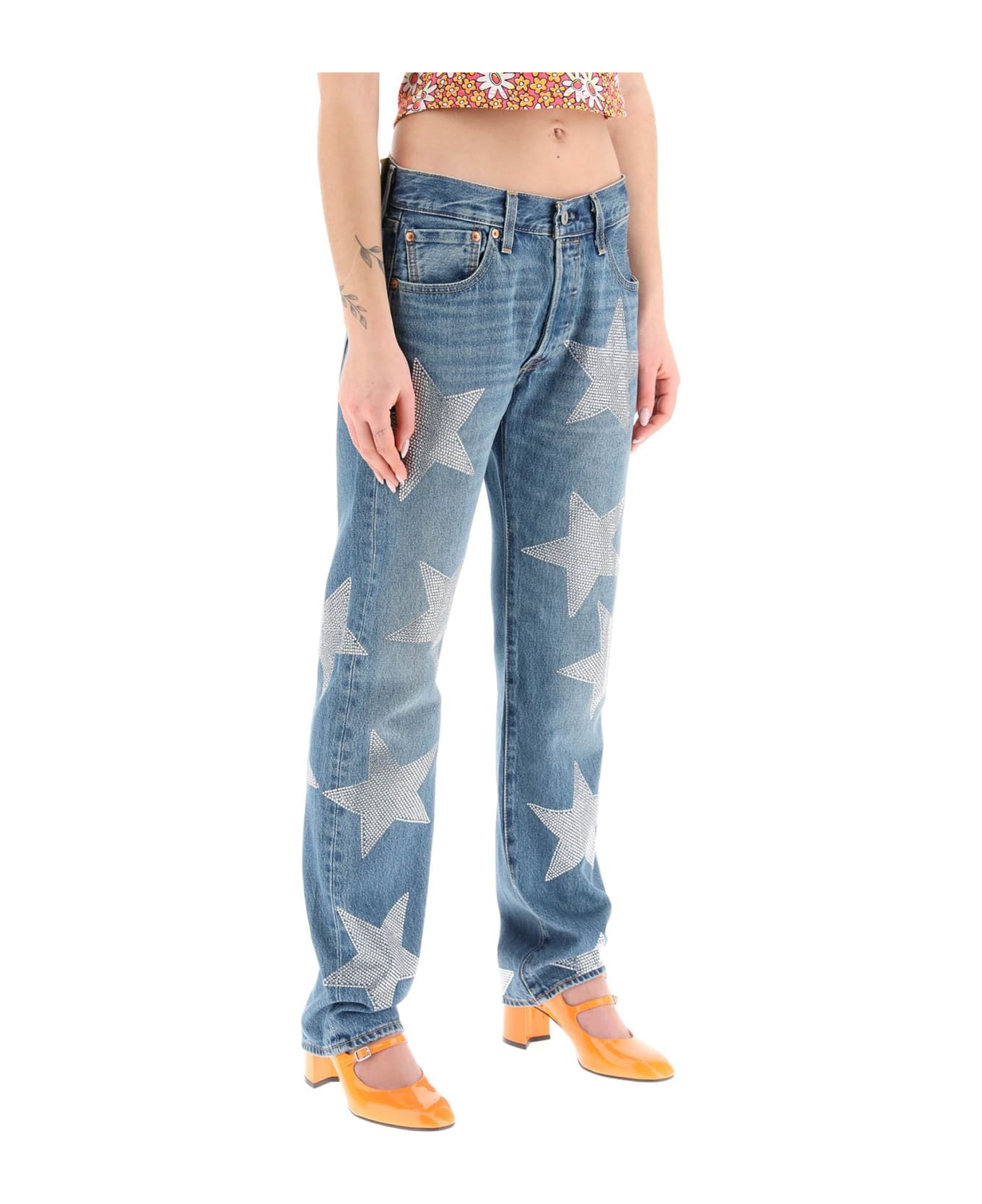 Collina Strada 'rhinestone Star' Jeans X Levis - SILVER STAR (Blue)