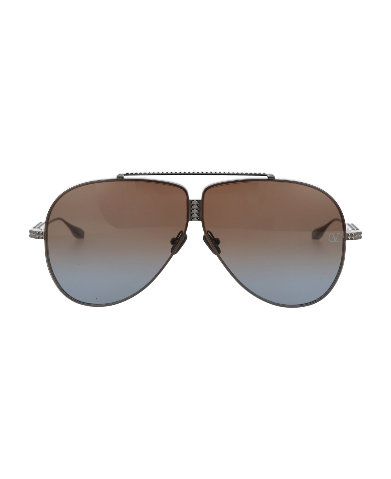 Valentino Eyewear Xvi Sunglasses - BLACK RHODIUM W/ DARK BROWN TO BLUE GRADIENT