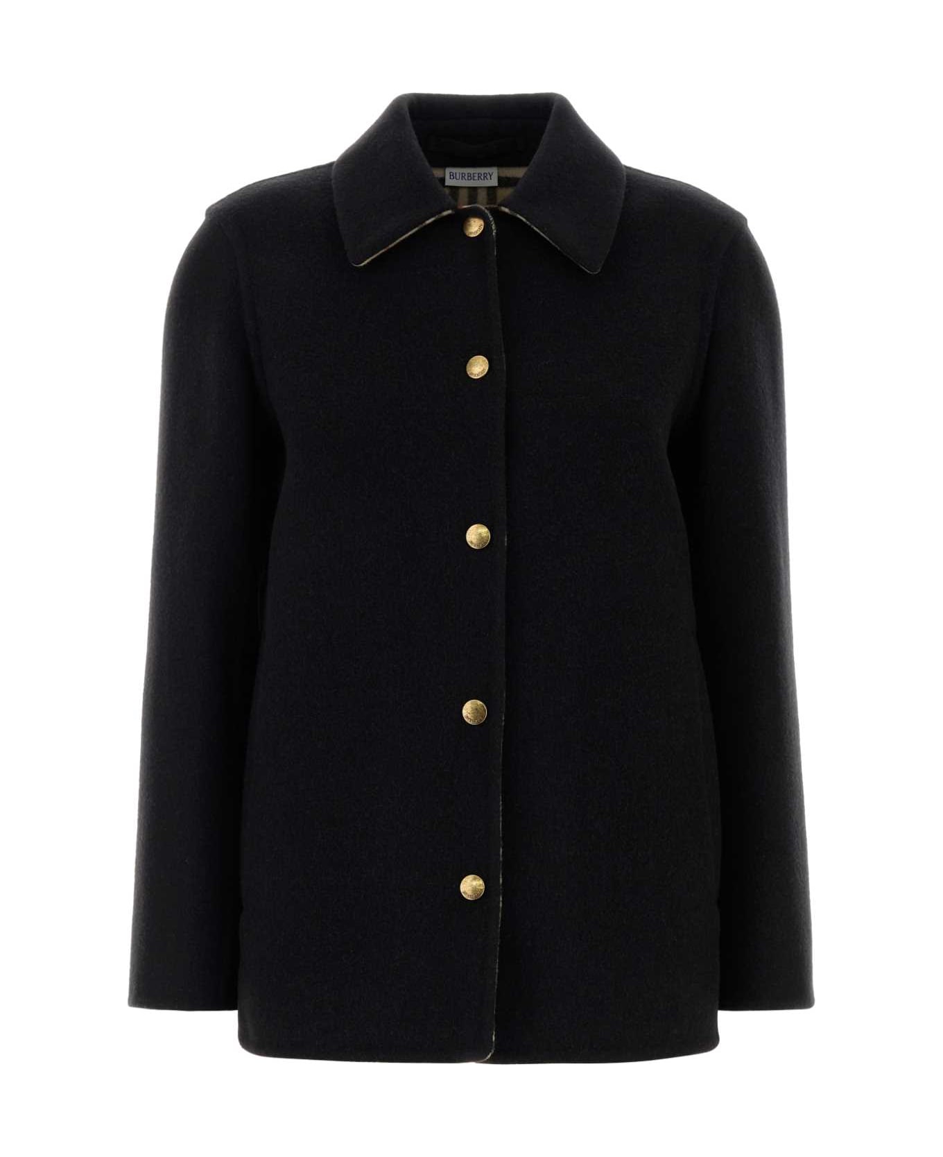 Burberry Black Wool Oversize Shirt - BLACKSANDIPCHECK
