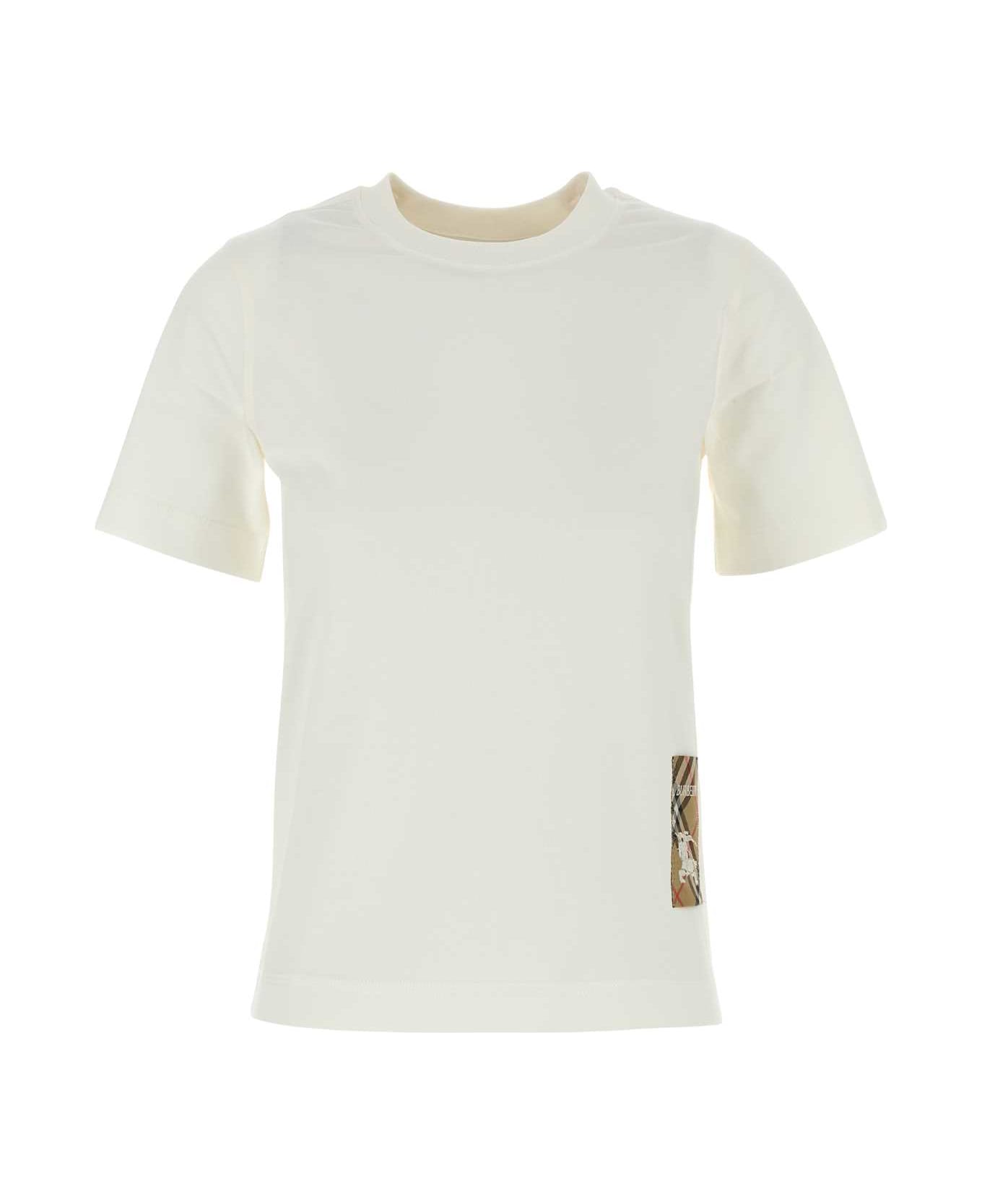 Burberry White Cotton T-shirt - CHALK