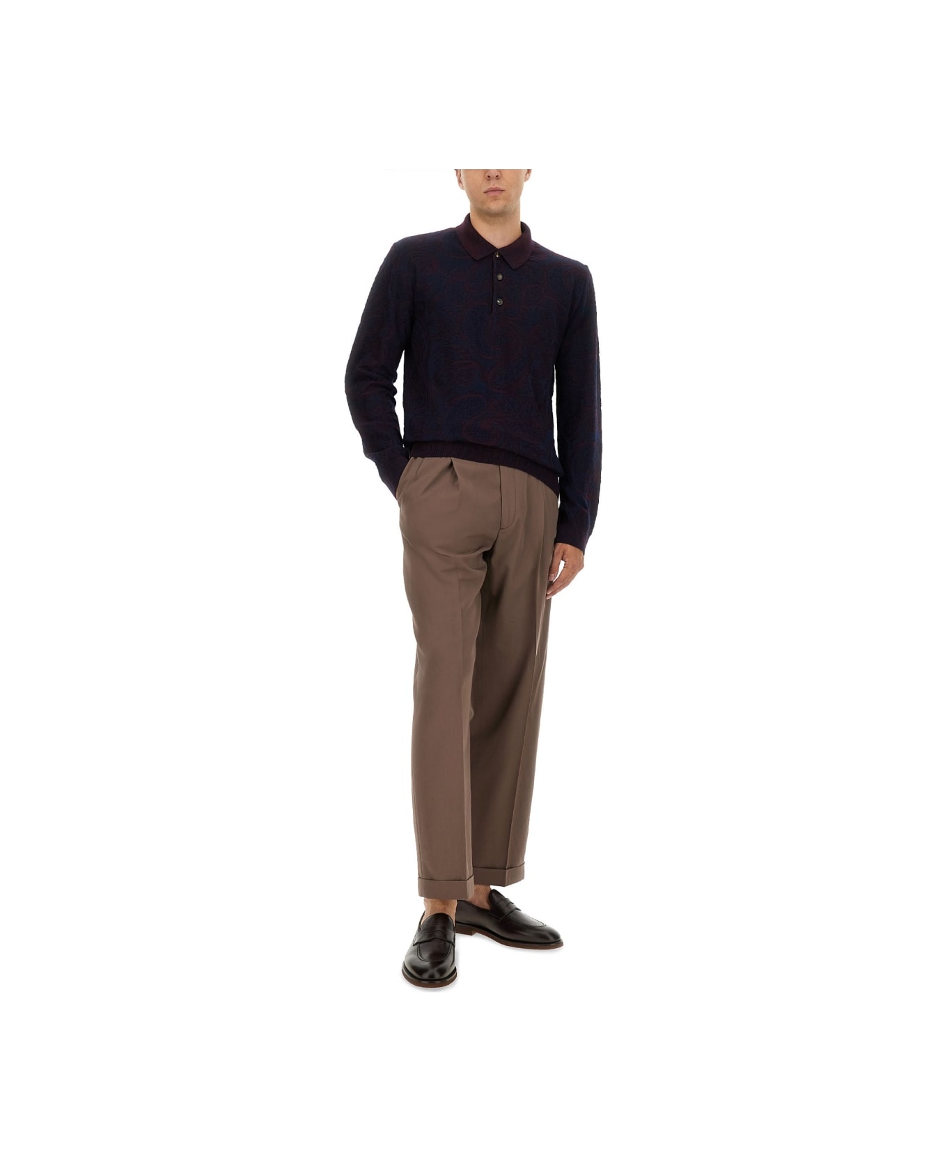 Etro Long-sleeved Polo Shirt - BLUE