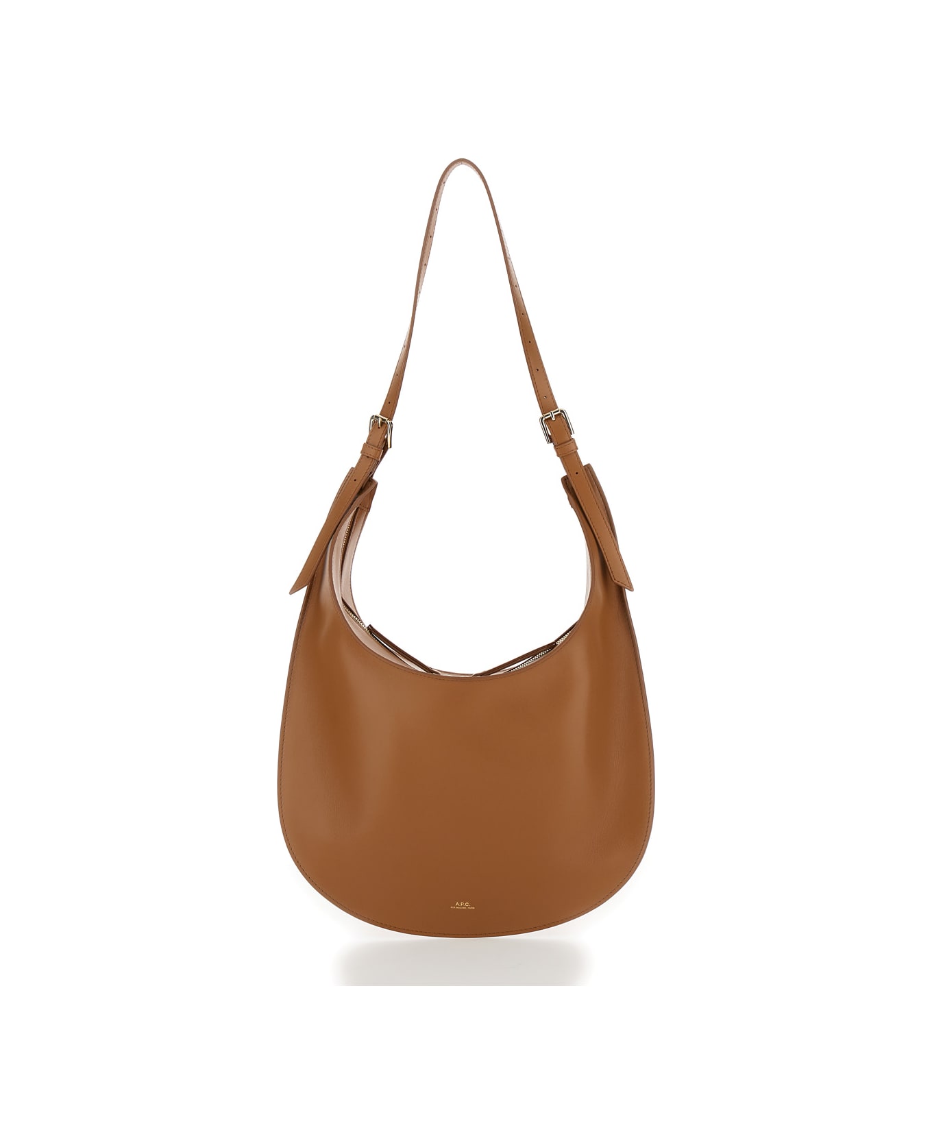 A.P.C. 'iris' Brown Shoulder Bag With Laminated Logo In Leather Woman - Brown トートバッグ