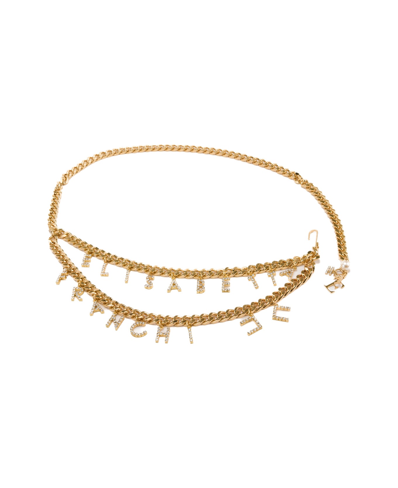 Elisabetta Franchi Chain Belt With Rhinestone Lettering - Oro