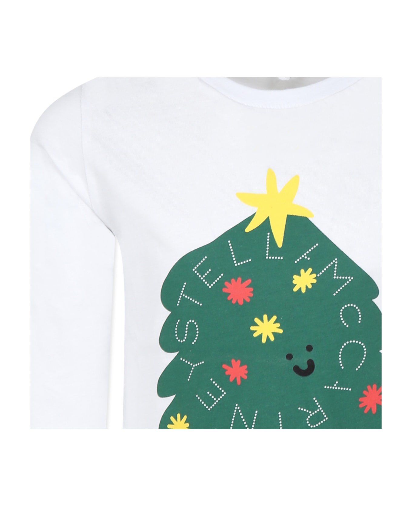 Stella McCartney Kids White T-shirt For Kids With Christmas Tree - White