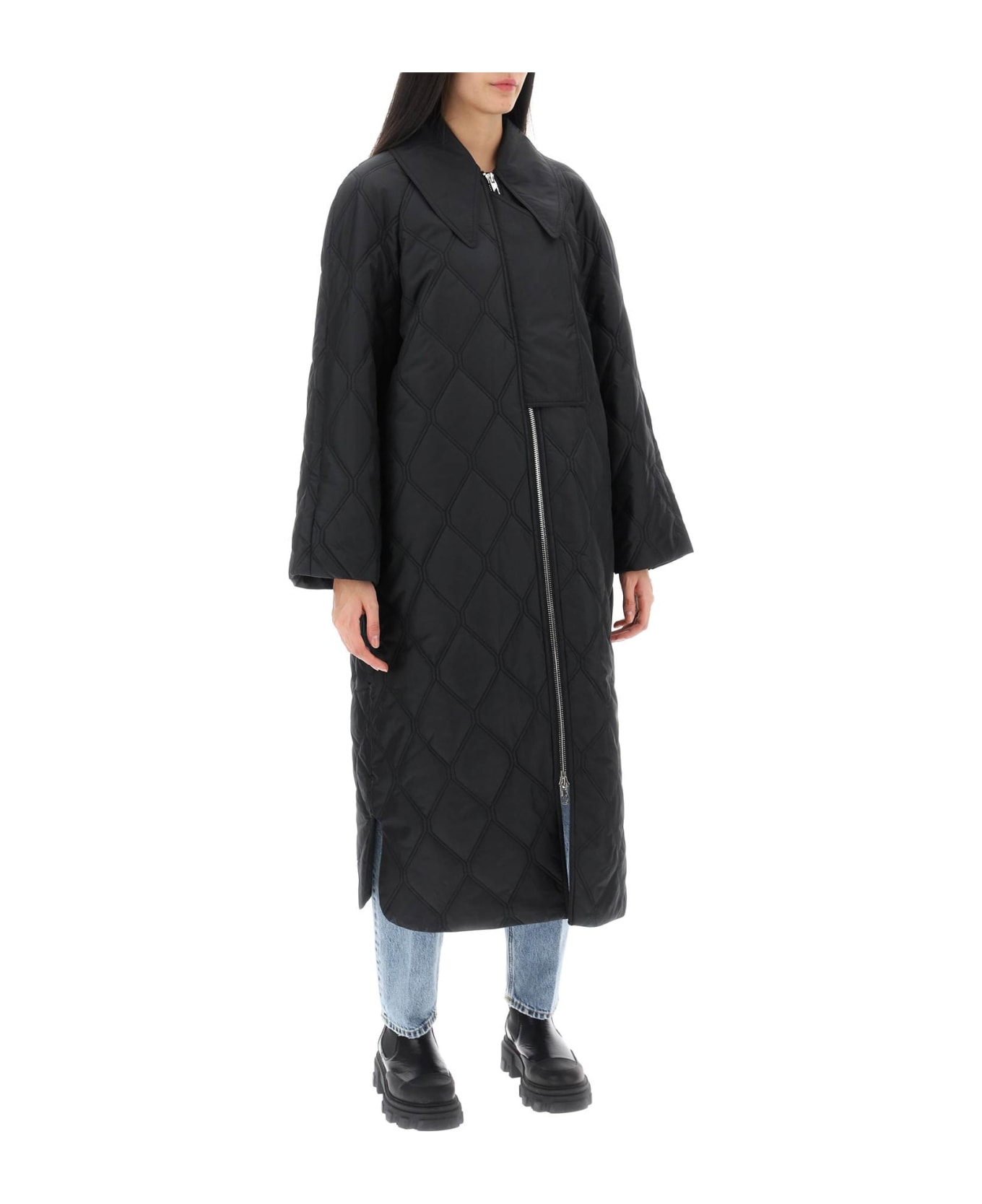 Ganni Quilted Oversized Coat - BLACK (Black) コート