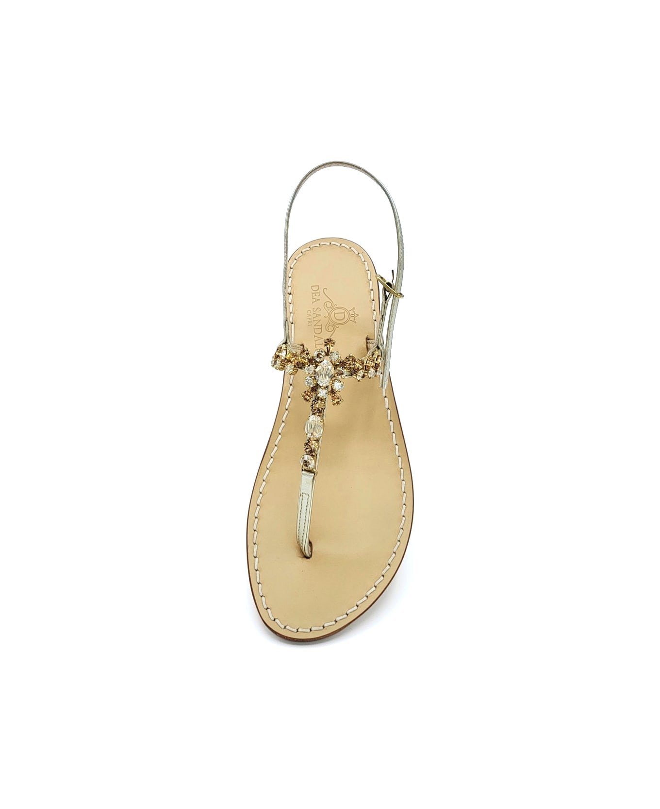 Dea Sandals Royal Amber Gold Jewel Sandals - platinum gold laminated, amber