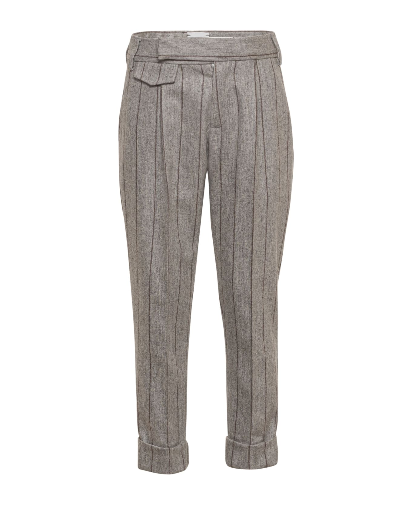 Eleventy Tapered Pinstripe Trousers - Gray ボトムス