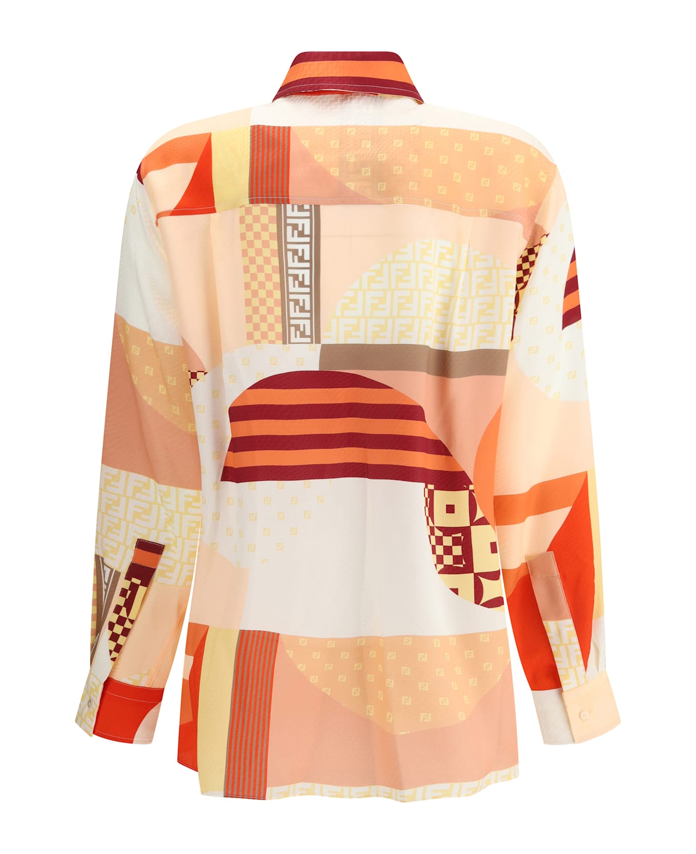 Tシャツ・カットソー FENDI SS25 Patchwork silk shirt (FS8274AUQM F1SAT) Fendi Patchwork Silk Shirt | italist
