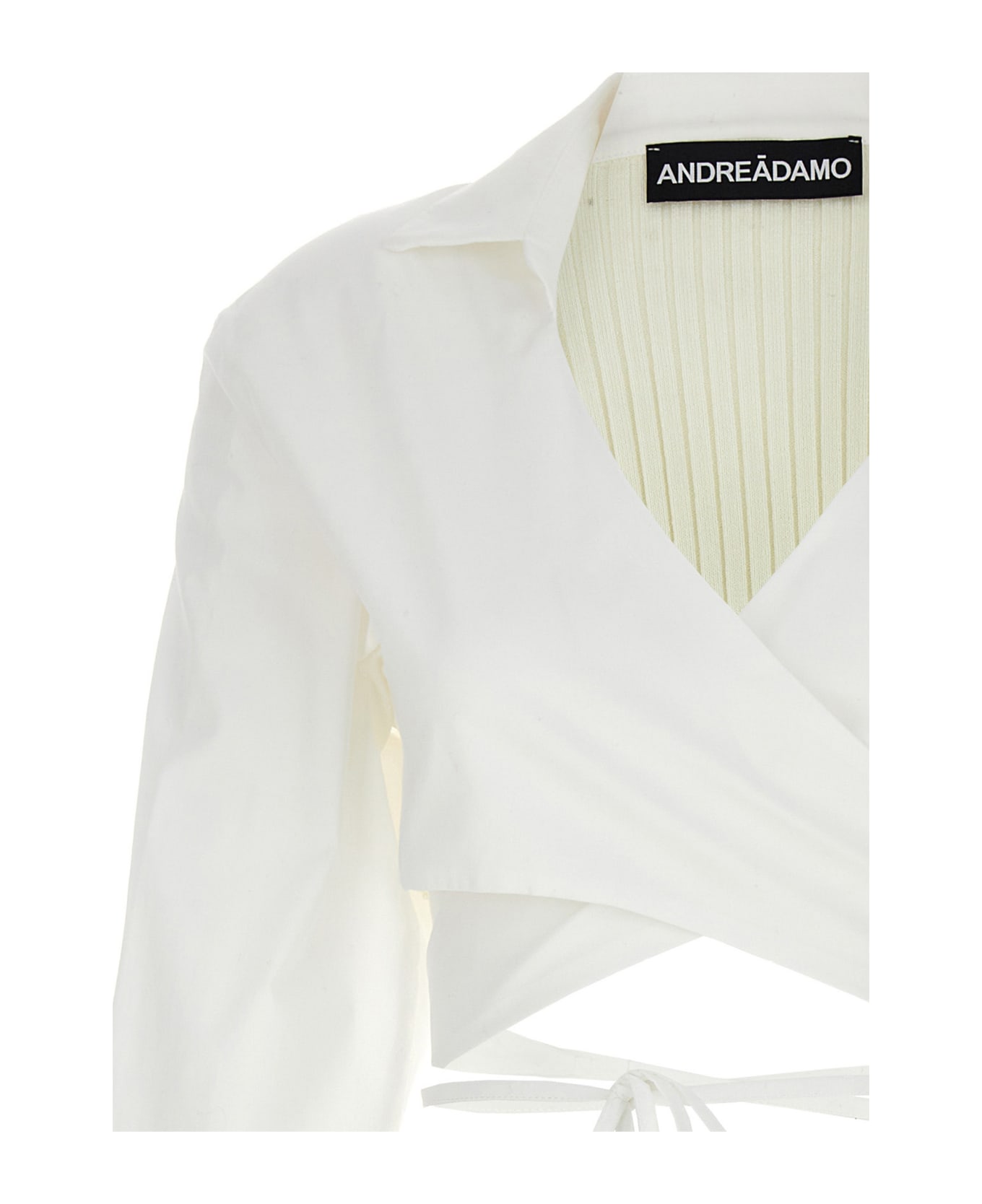 ANDREĀDAMO 'criss Cross' Cropped Shirt - White