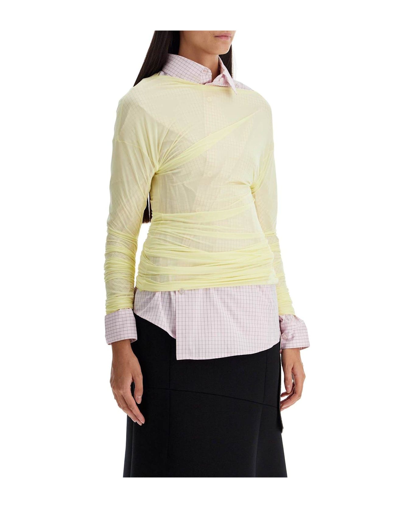 Dries Van Noten Draped Crewneck T-shirt - YELLOW