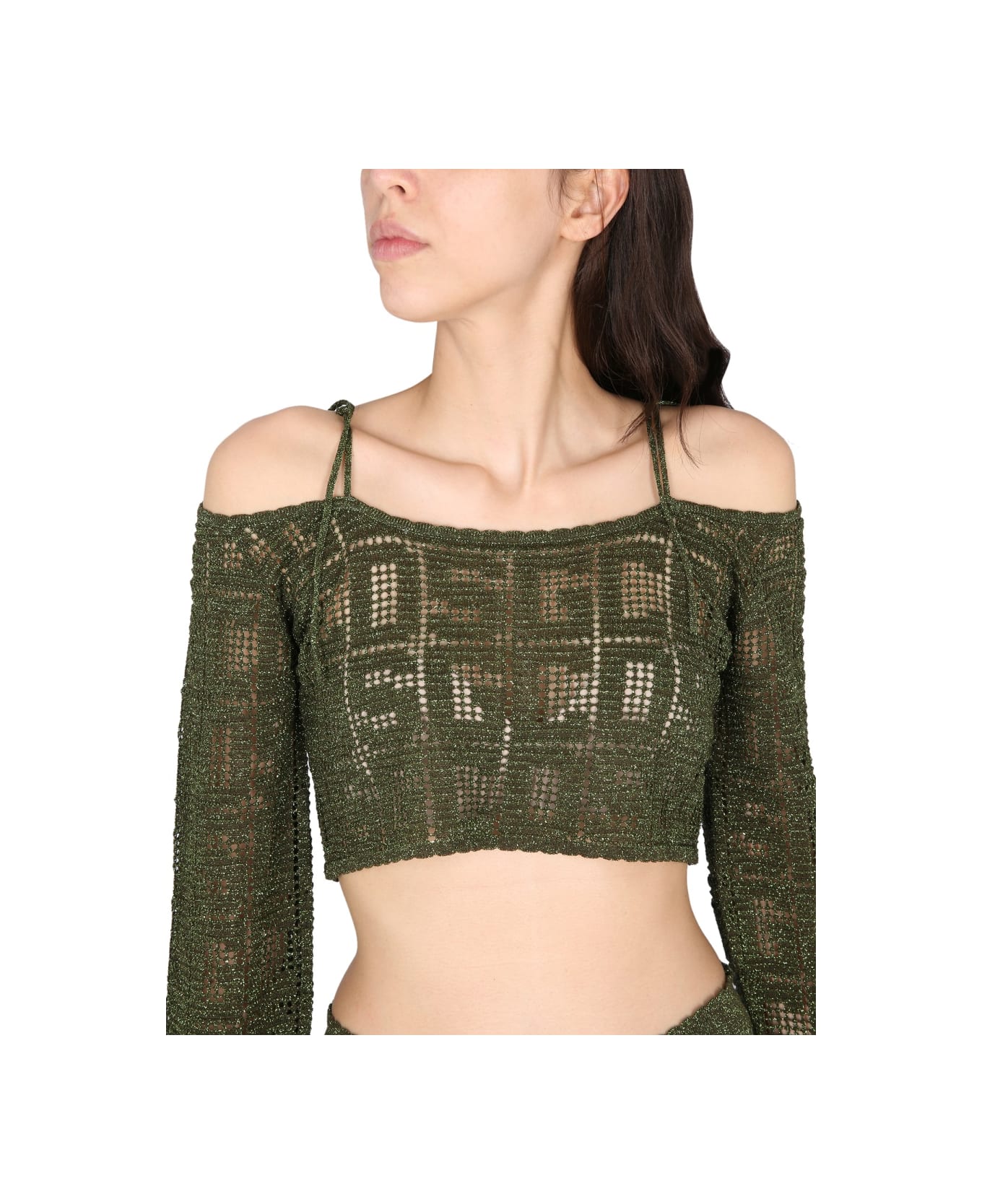 GCDS Monogram Macrame Top - MILITARY GREEN