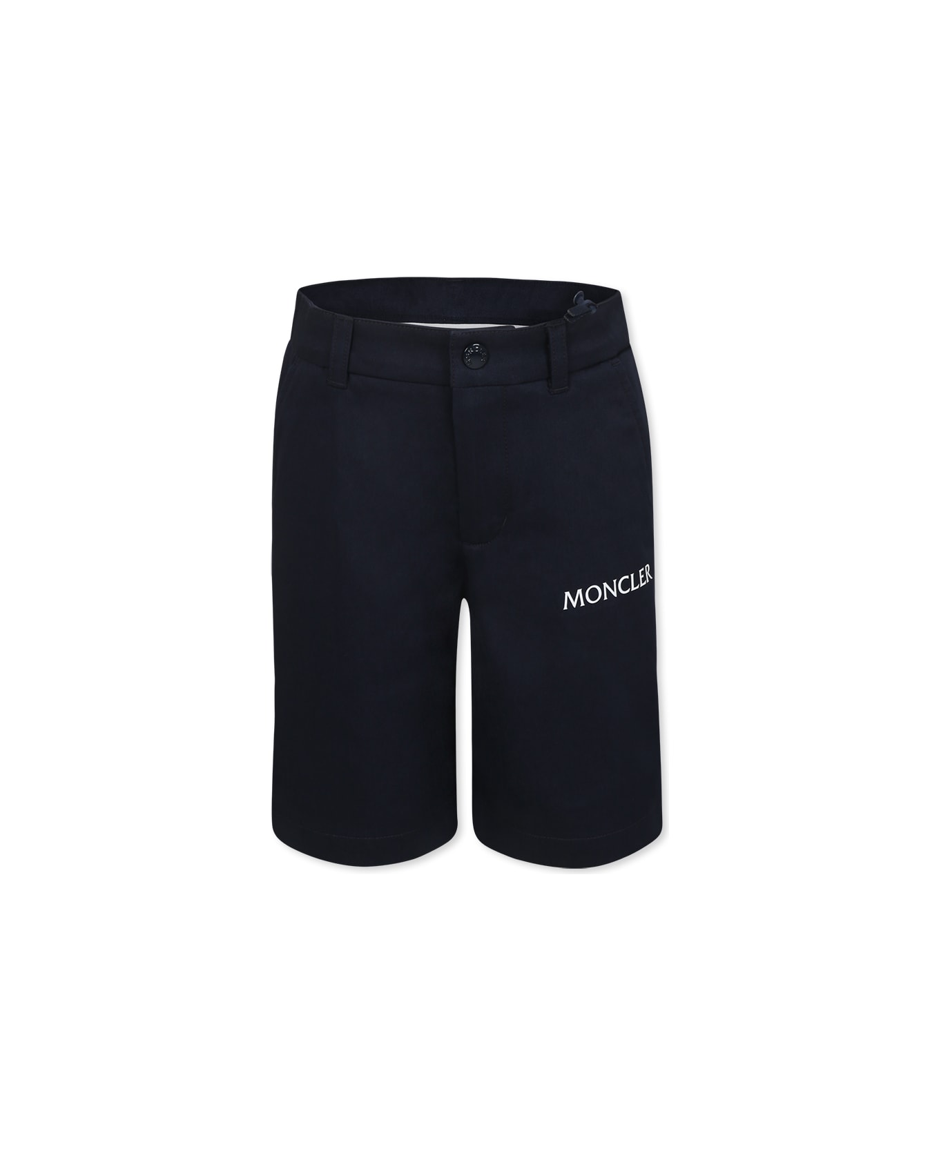 Moncler Blue Shorts For Boy With Logo - Blue