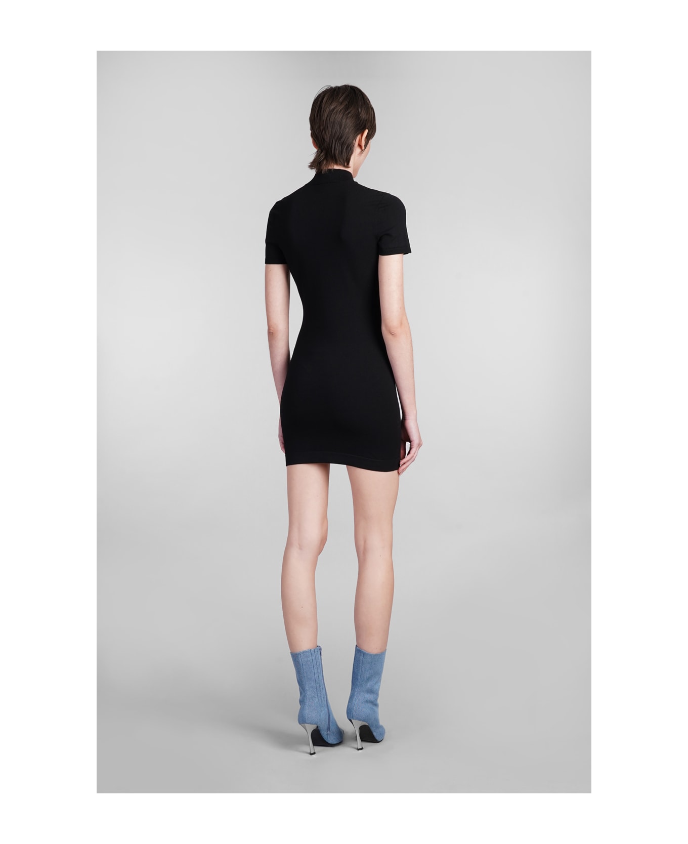 T by Alexander Wang Mock Neck T-shirt Dress - BLACK