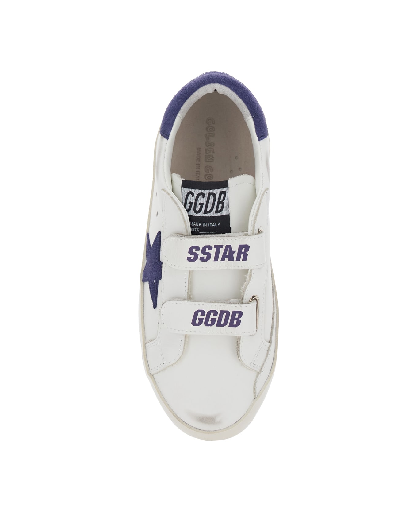 Golden Goose 'old School' White Low-top Sneakers With Side Star Patch In Leather Boy - White