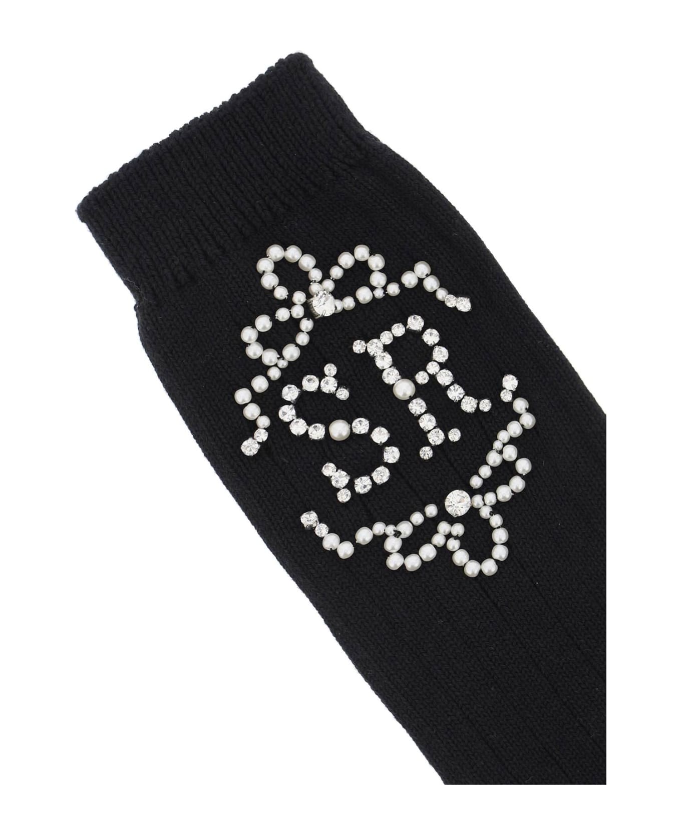 Simone Rocha Sr Socks With Pearls And Crystals - BLACK PEARL CRYSTAL (Black) 靴下＆タイツ