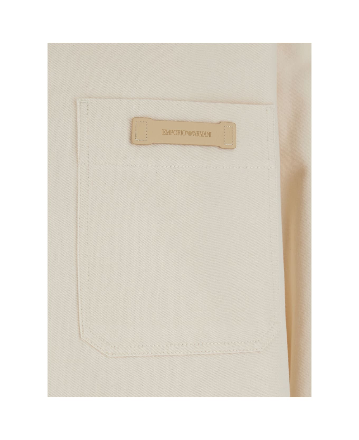 Emporio Armani White Jacket With Logo Patch On The Front In Cotton Man - White