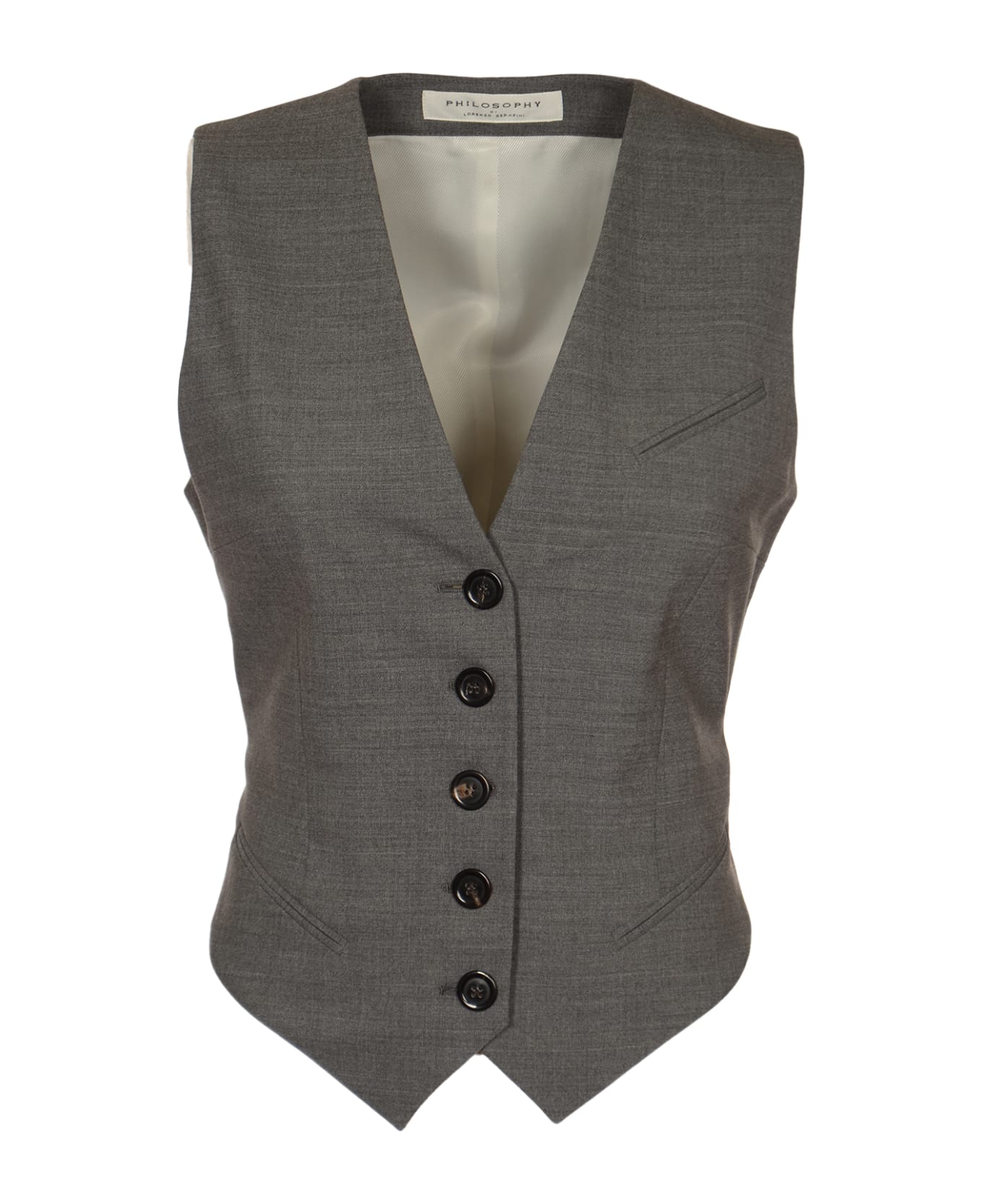Philosophy di Lorenzo Serafini Belted Waist Regular Fit Vest - Grey ベスト