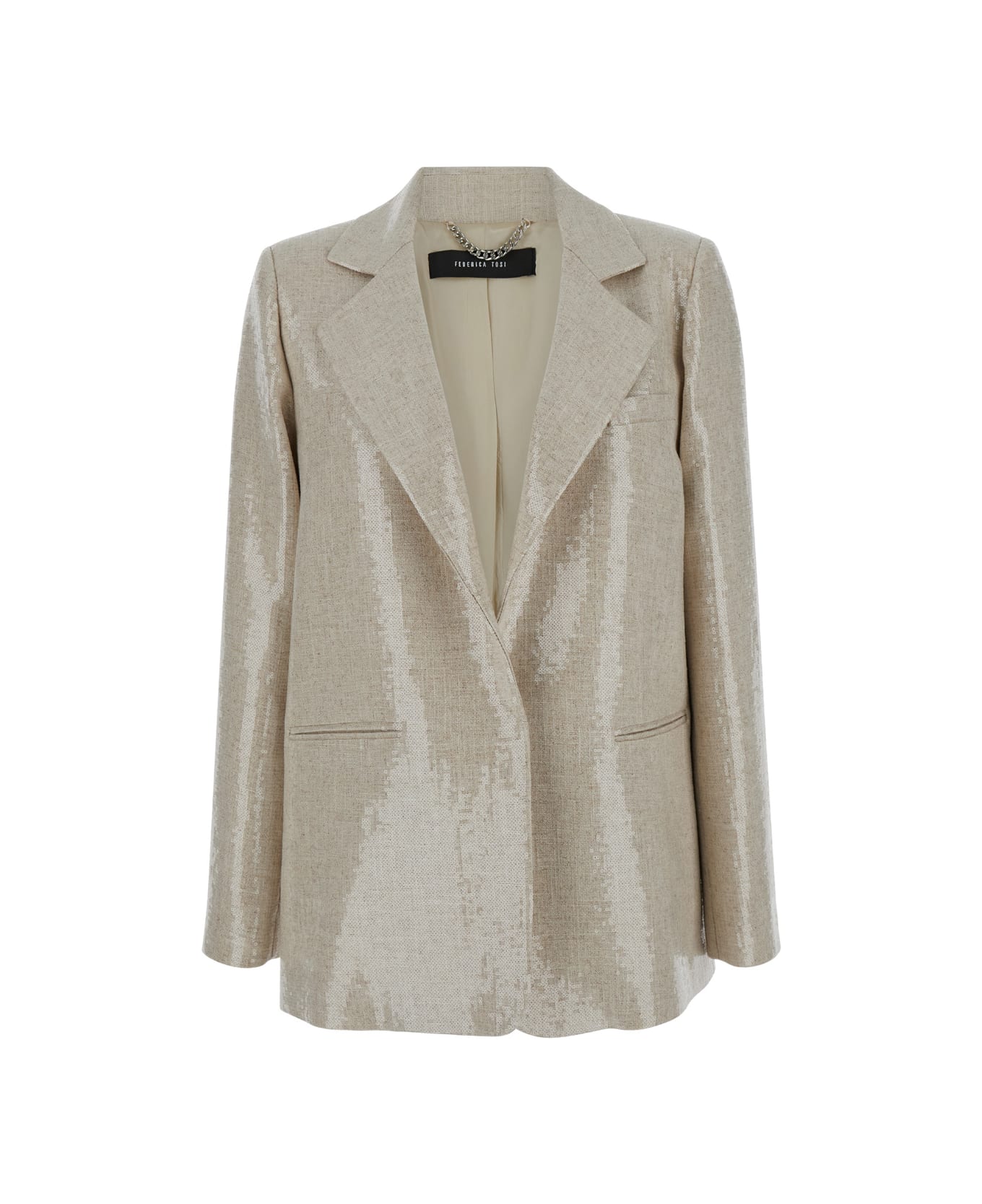 Federica Tosi Beige Blazer With Sequins In Cotton Blend Woman - Beige ブレザー