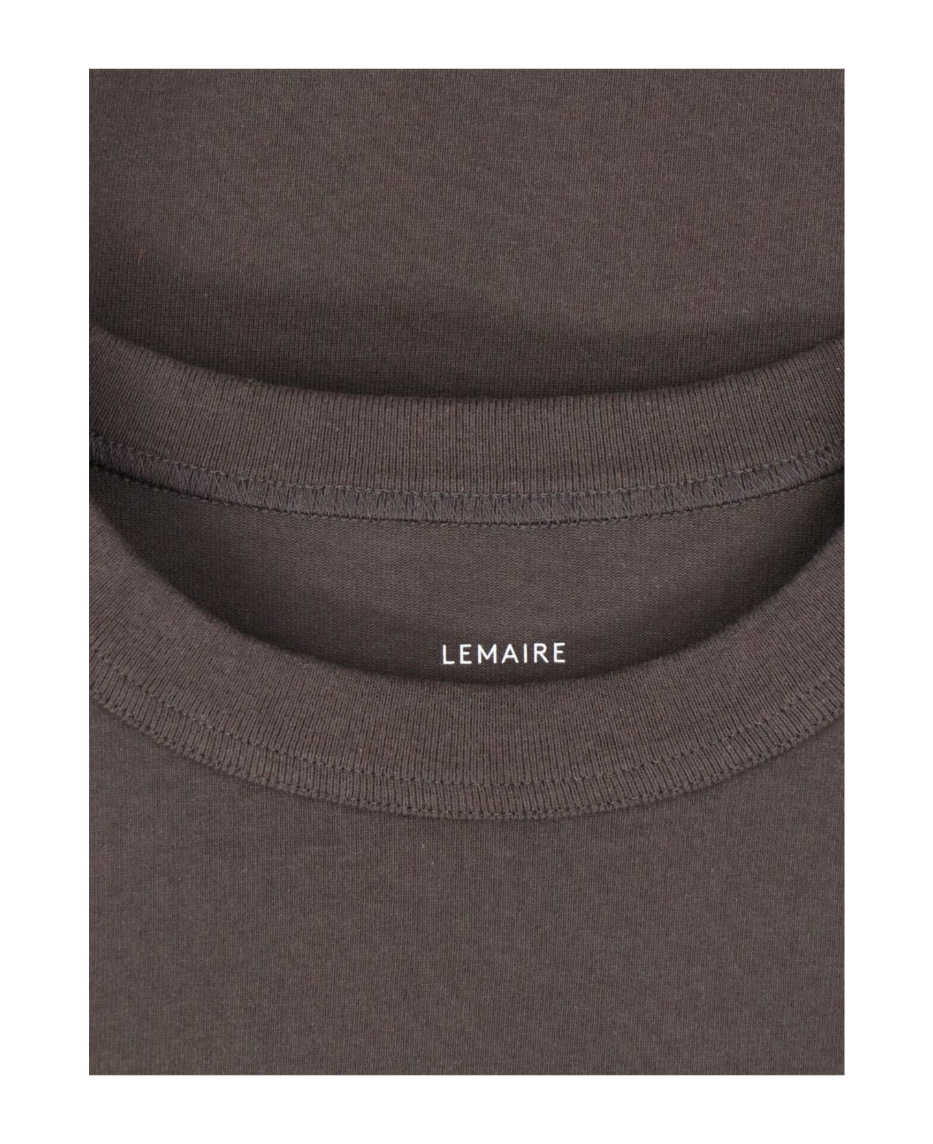 Lemaire Cropped T-shirt With Pocket - Brown