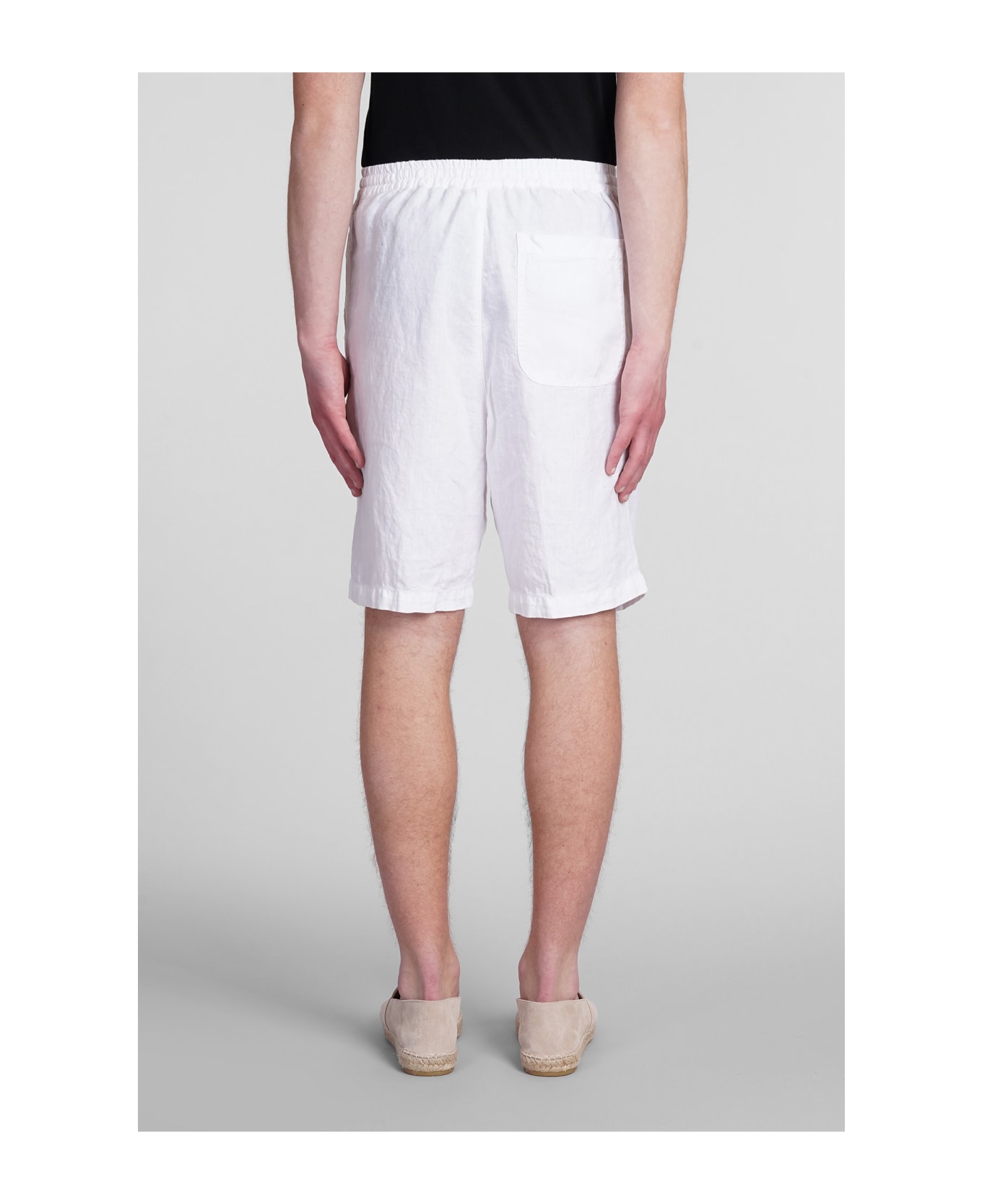 120% Lino Shorts In White Linen - white