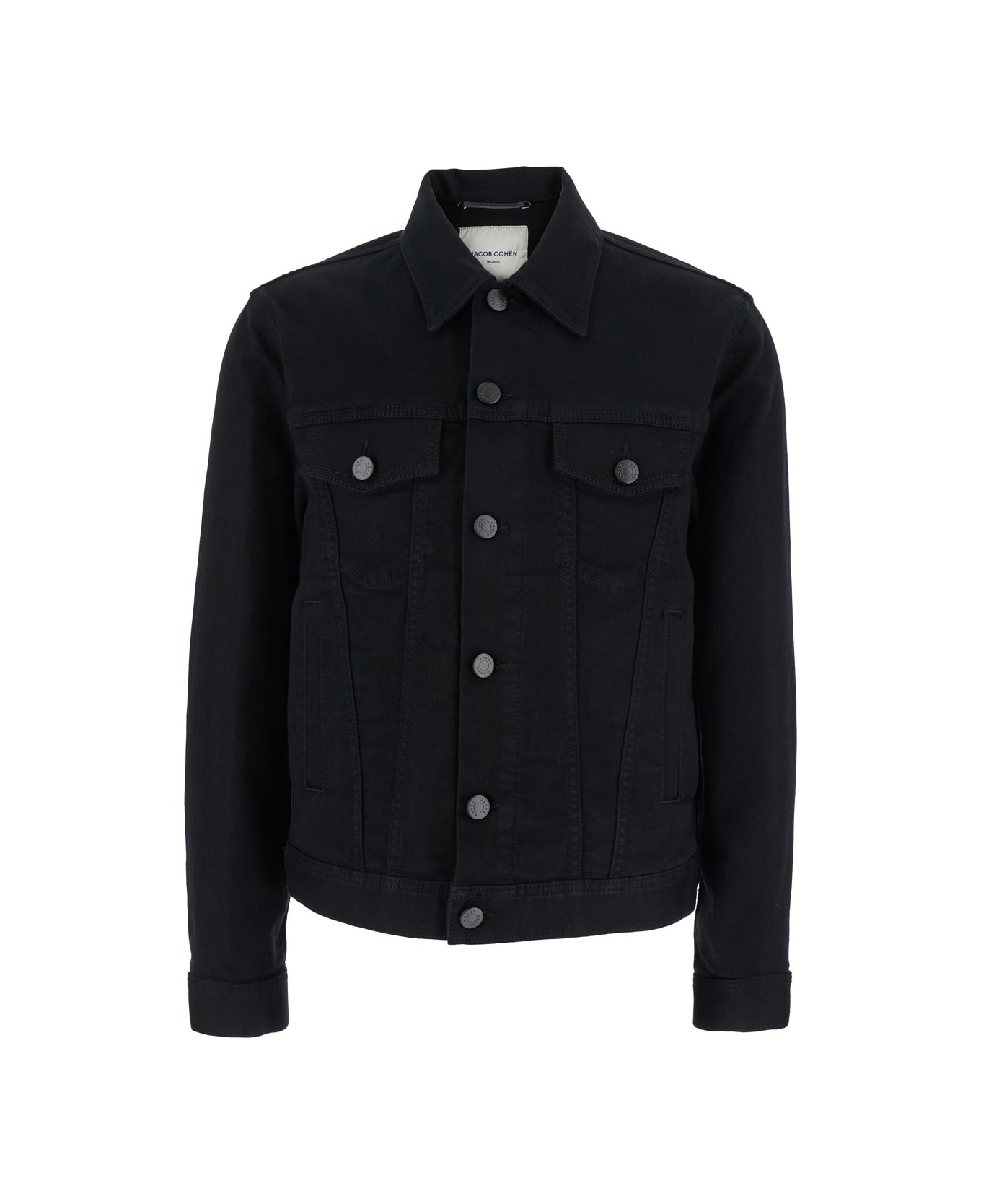 Jacob Cohen 
brad
 Black Jacket With Classic Collar And Logo Patch On The Rear In Denim Man - Black