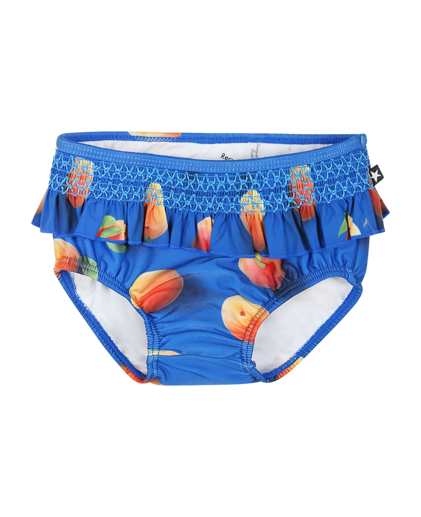 Molo Blue Swim Briefs For Baby Girl With Apricot Print - Blue