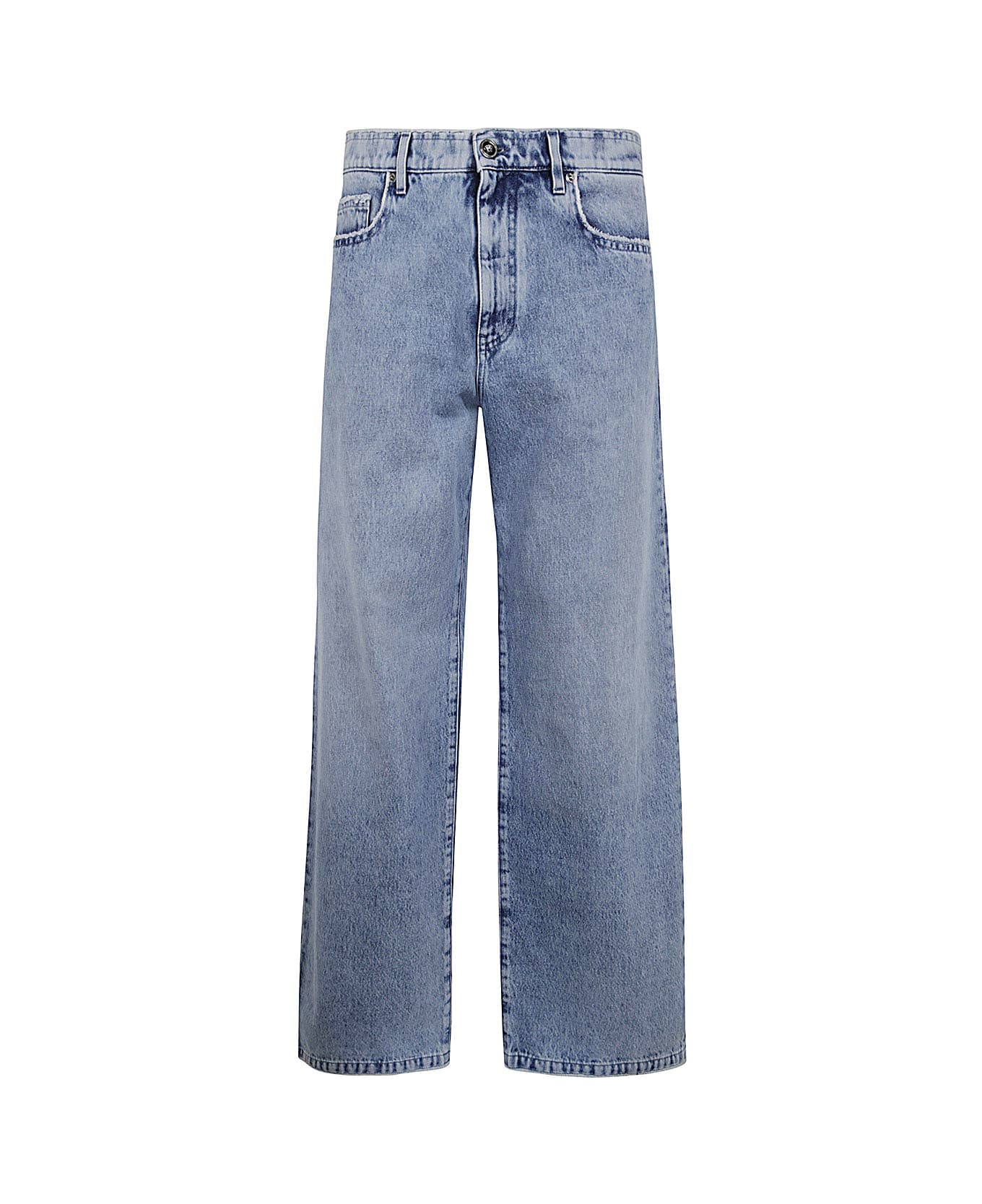 Versace Pant Denim Stop Denim Blue S.stone Wash Blue Raw Cut - Light Blue