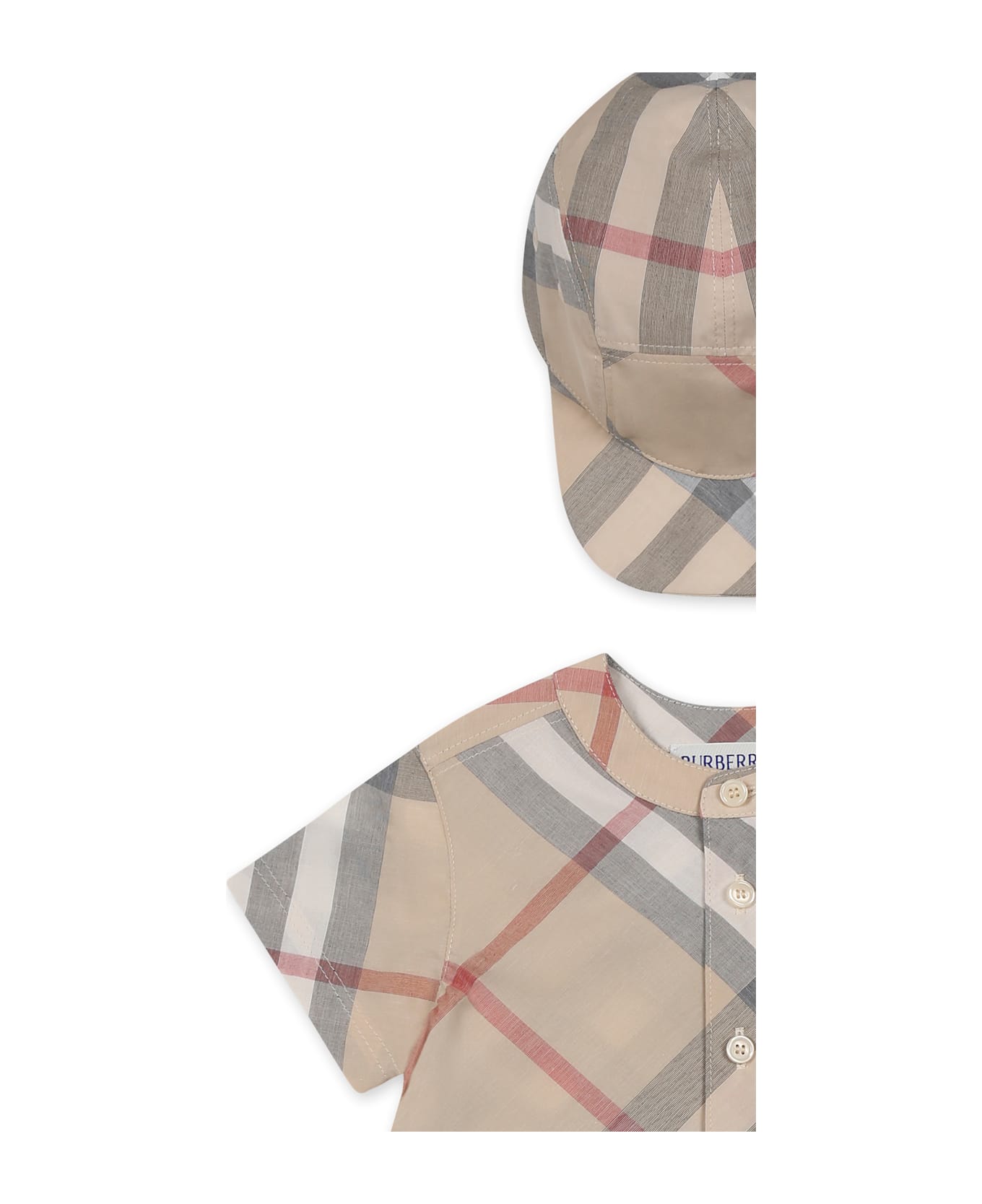 Burberry Beige Set For Babykids With Vintage Check - Beige