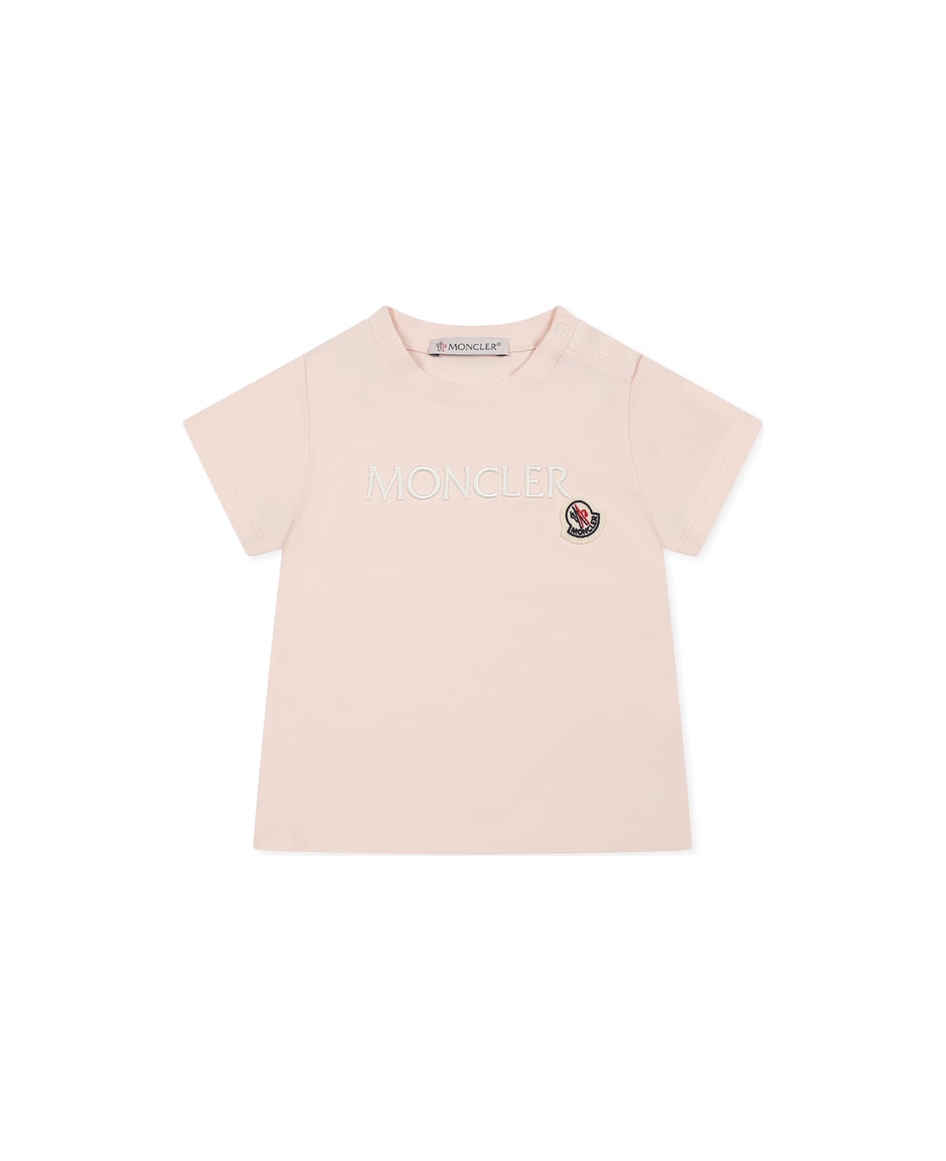 Moncler Pink T-shirt For Baby Girl With Logo - Pink