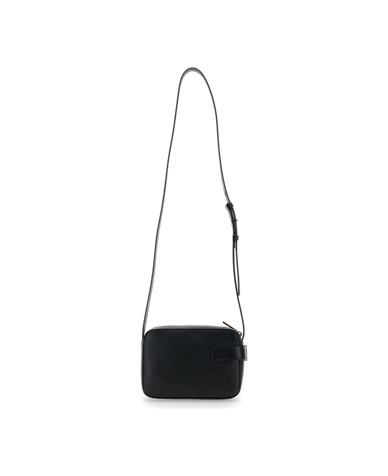 Ferragamo 'camera Case S' Black Crossbody Bag With Gancini Buckle In Leather Woman - Black