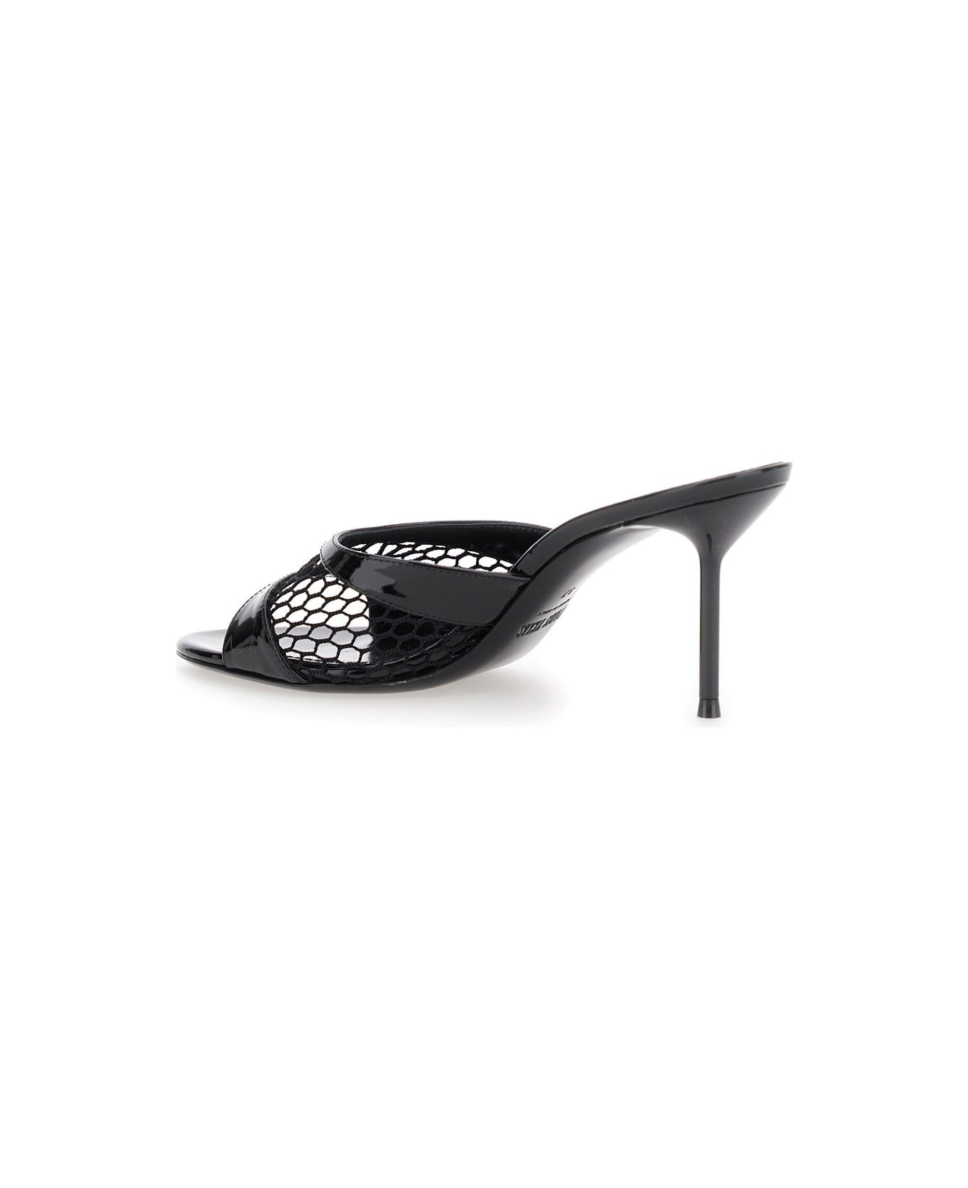 Paris Texas Black Mule With Mesh Design And Stiletto Heel In Leather Woman - Black
