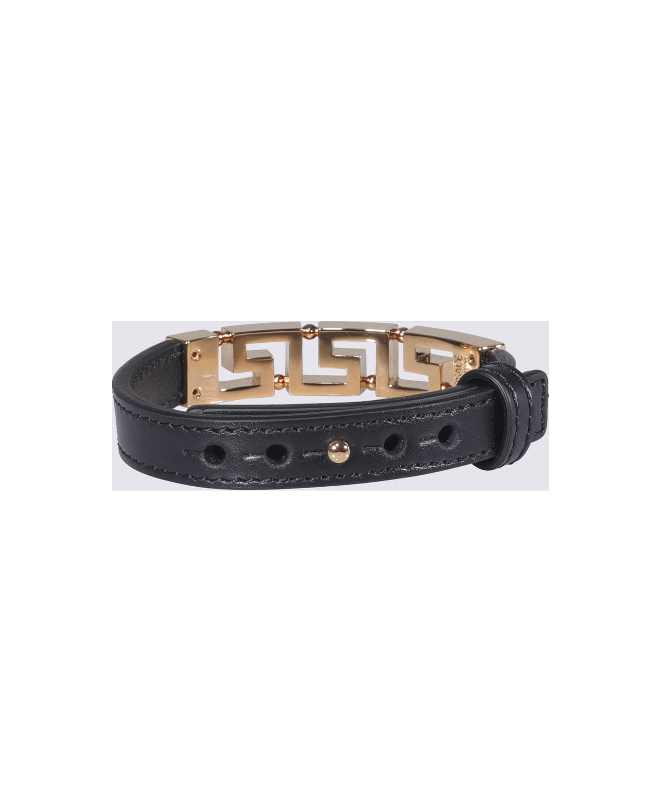 Versace Greca Leather Bracelet - Black