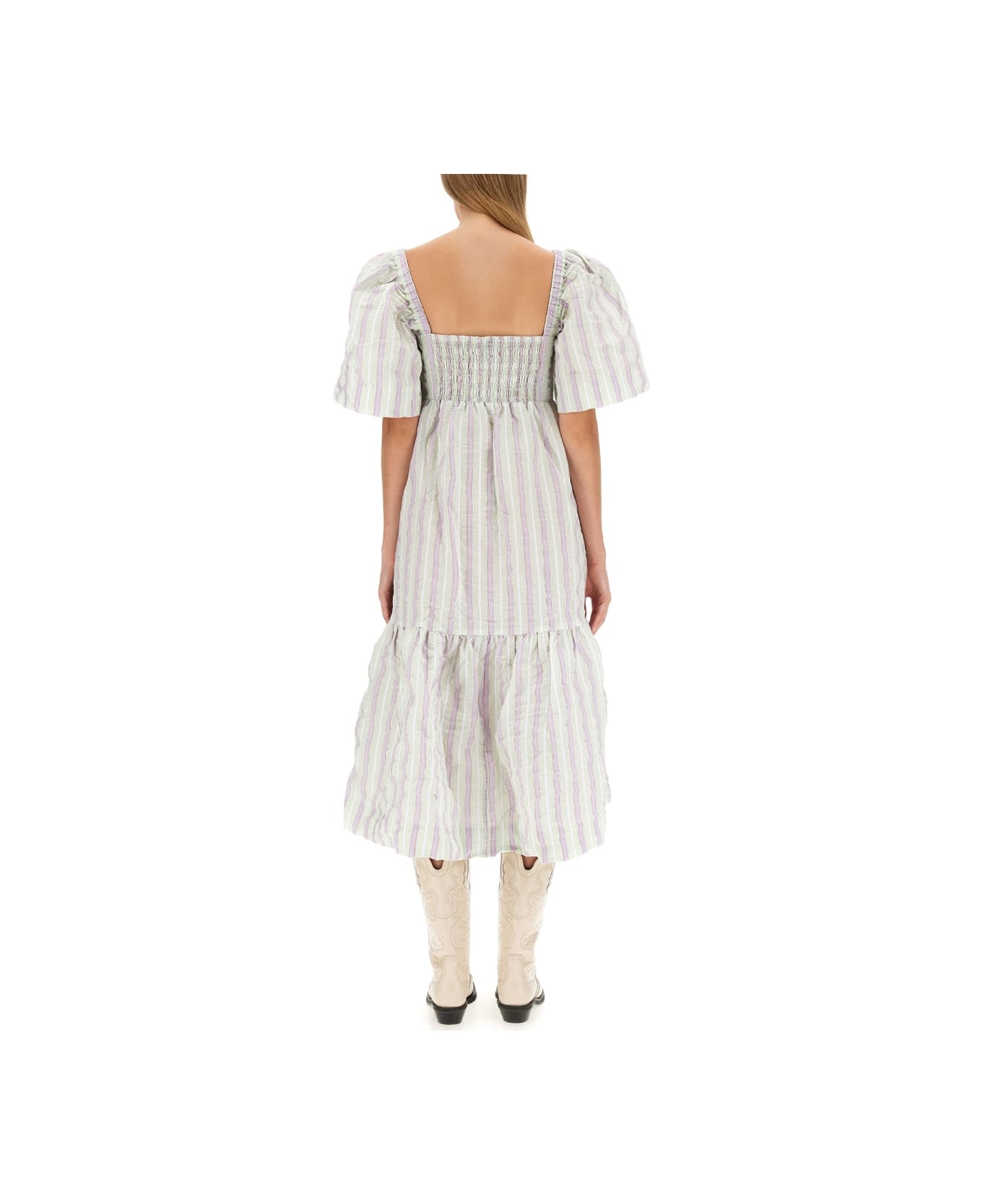 Ganni Dress With Stripe Pattern - MULTICOLOUR ワンピース＆ドレス