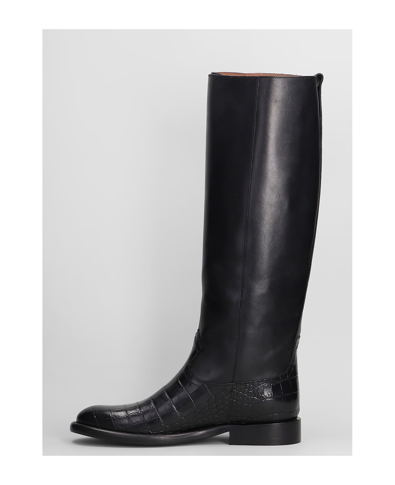 Paris Texas Montana Buckle Boot Low Heels Boots In Black Leather - EBANO-EBANO