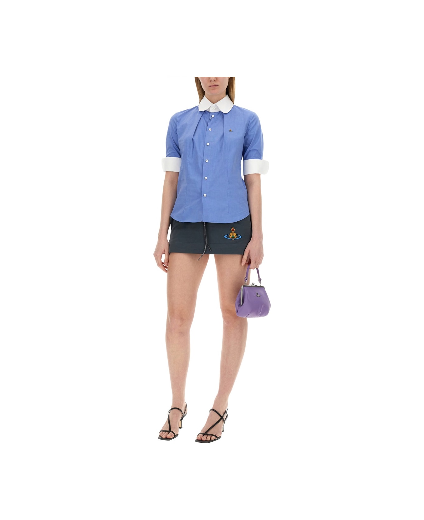 Vivienne Westwood Shirt With Orb Embroidery - AZURE