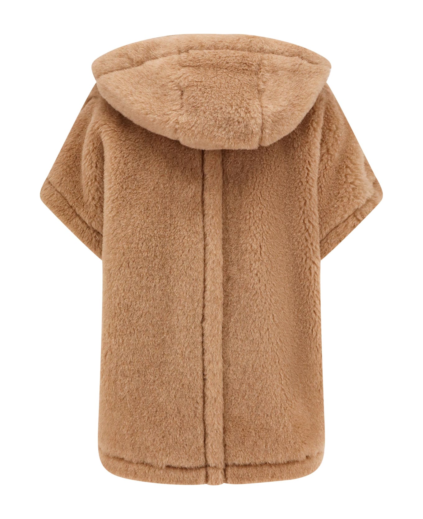 Max Mara Lanos 04 Alpava And Cashmere Cape With Belt - Beige