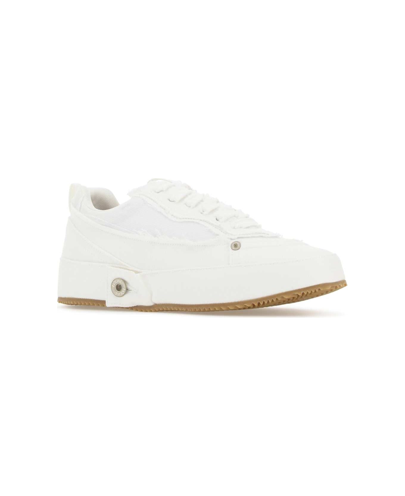 Loewe White Denim Deconstructed Sneakers - White