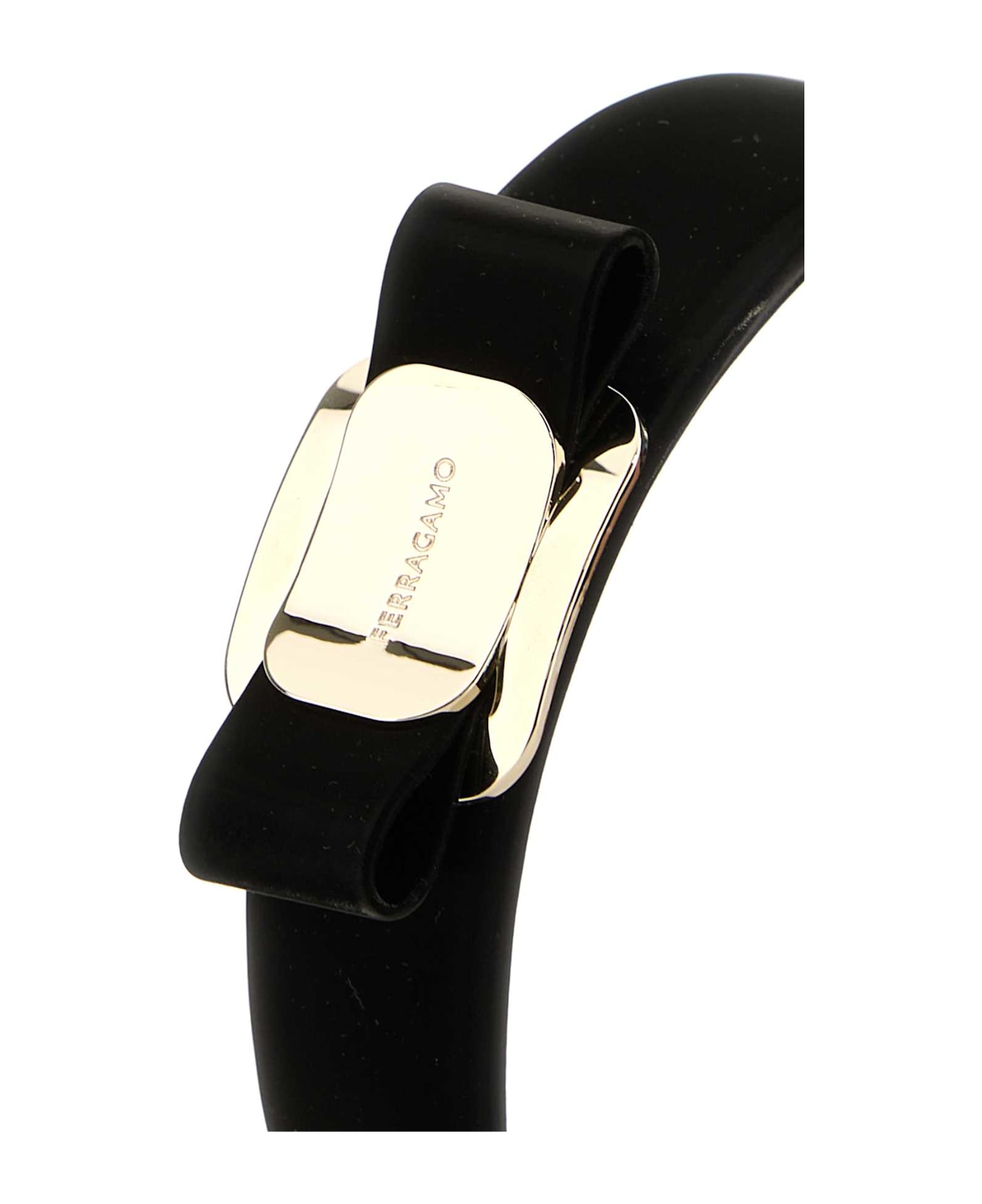 Ferragamo Black Leather Hairband - Black