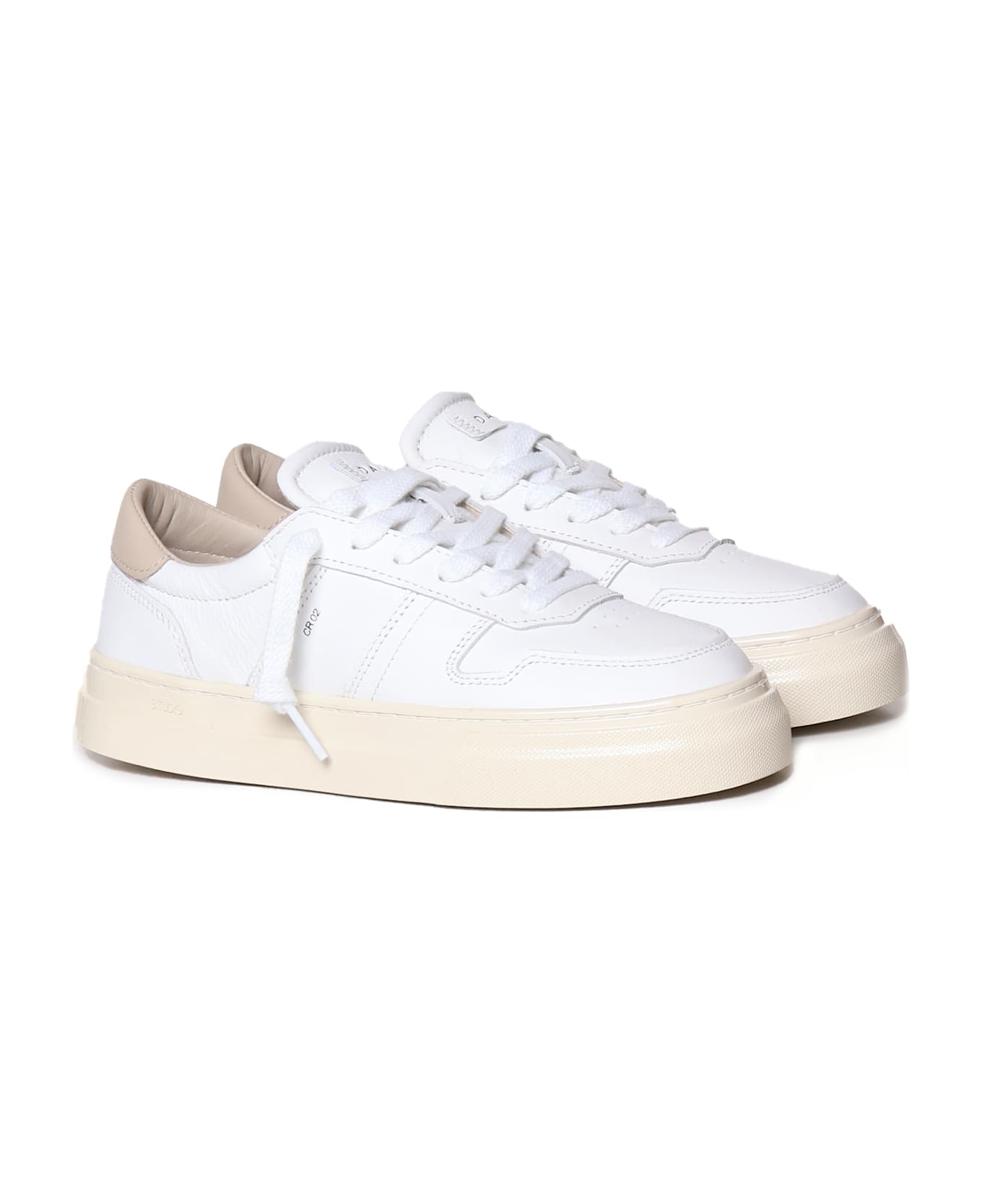 D.A.T.E. Leather And Rubber Sneakers - WHITE, beige