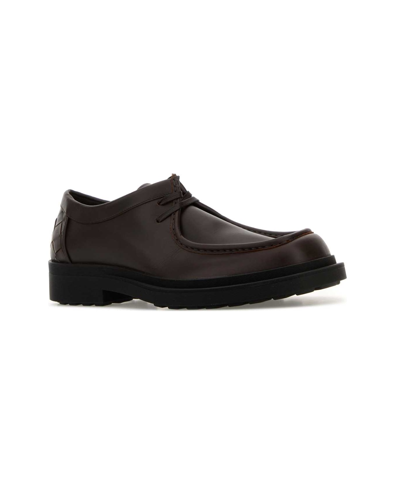 Bottega Veneta Dark Brown Leather Ben Lace-up Shoes - TOFFEE