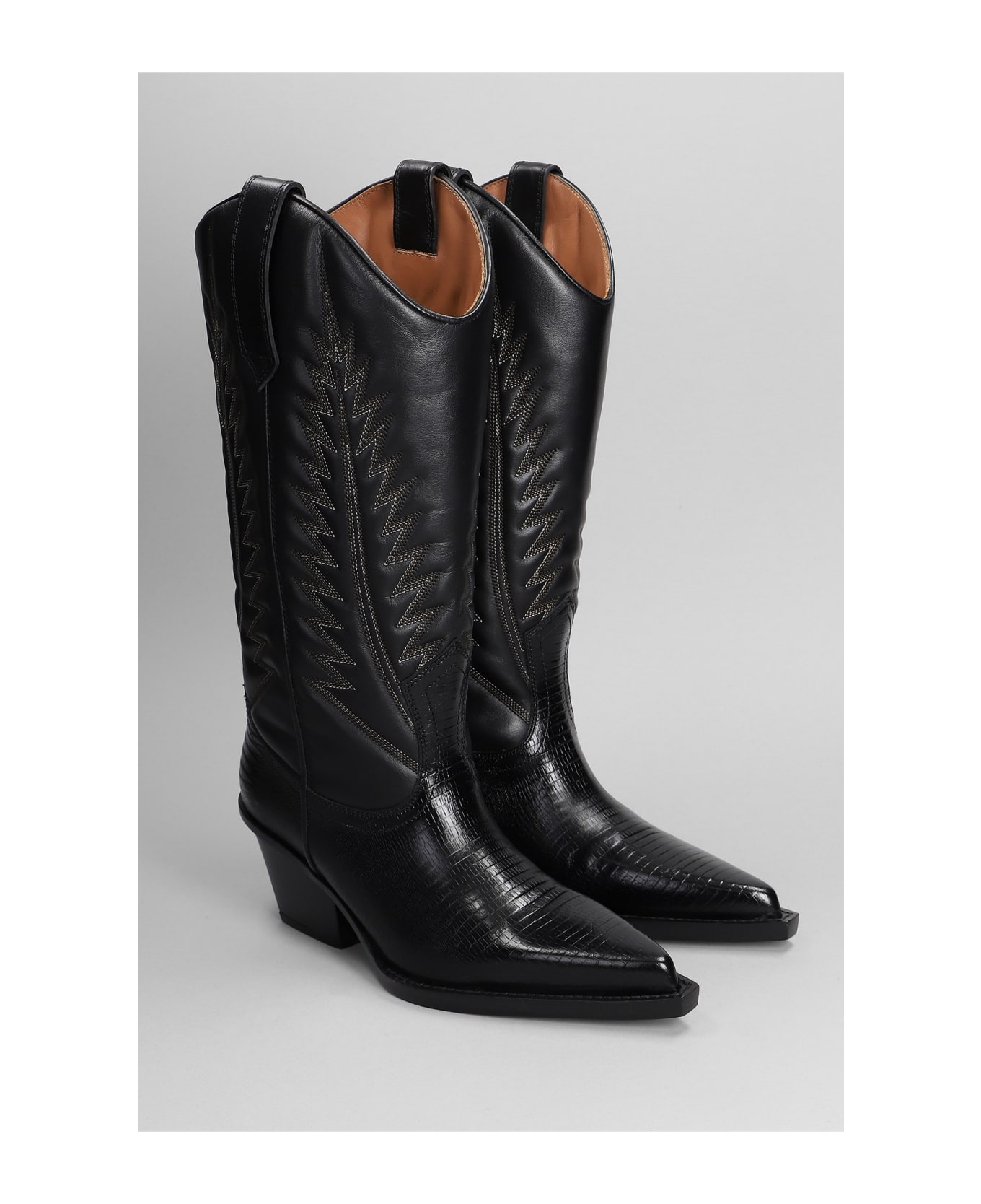 Paris Texas Texan Boots In Black Leather - black