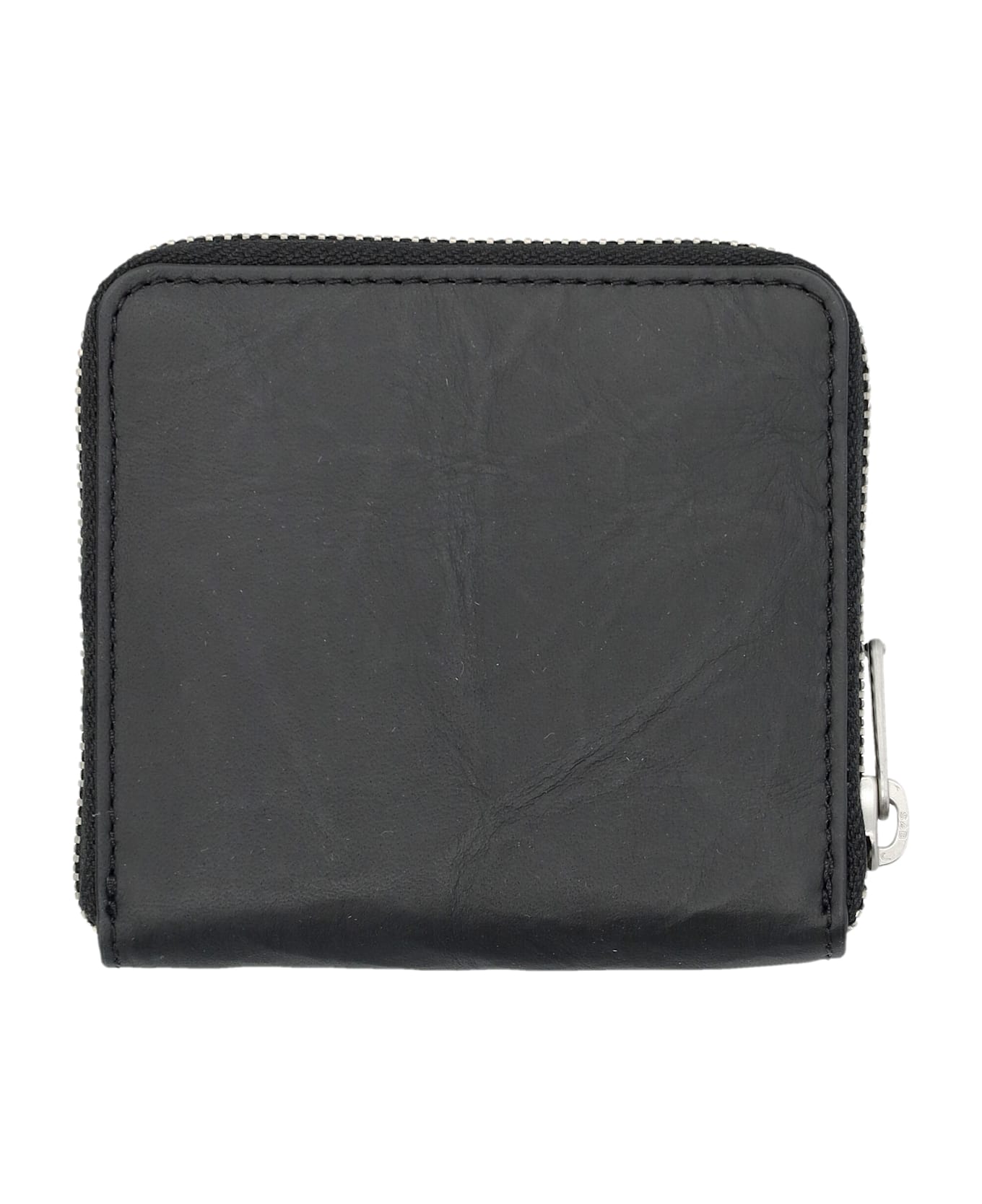 Y-3 All-around Zip Crinkle Leather Wallet - BLACK