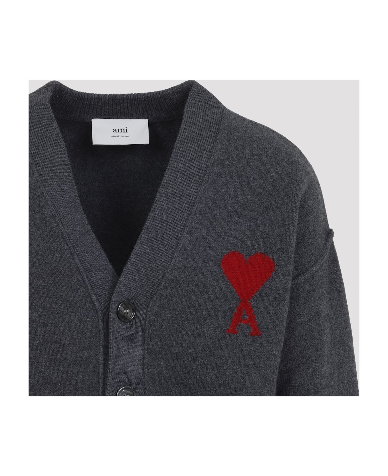 Ami Alexandre Mattiussi Adc Cardigan - Heather Grey Red