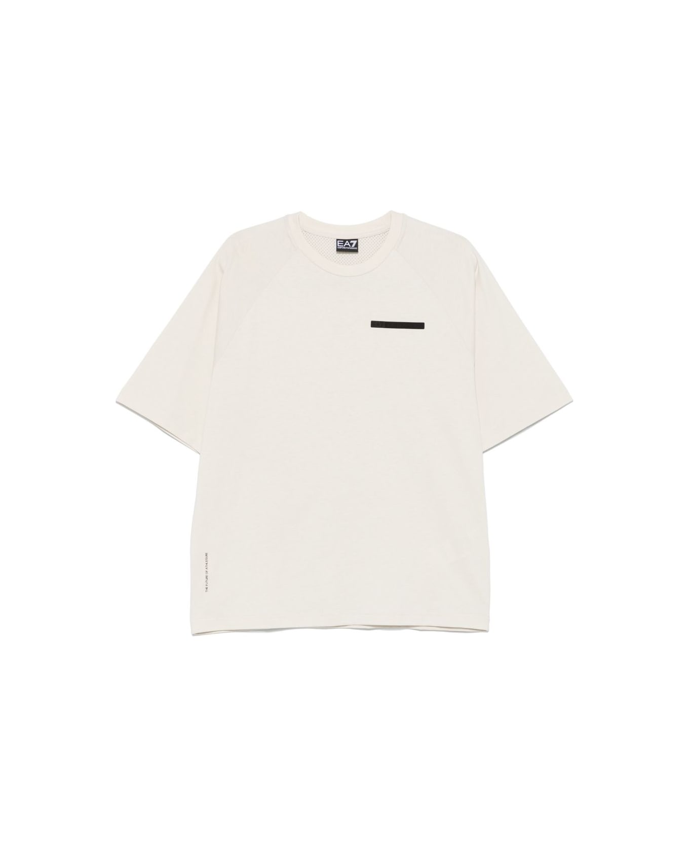 EA7 Logo Cotton T-shirt - Beige