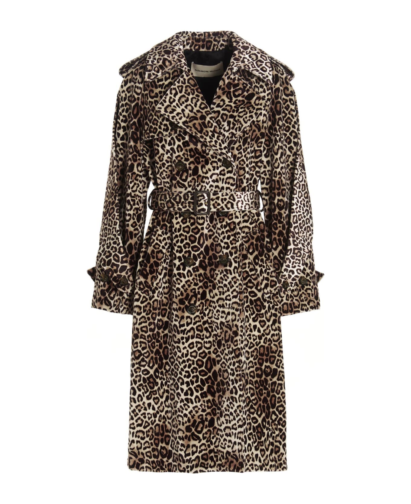 Alexandre Vauthier Leopard Velvet Trench Coat - Multicolor レインコート