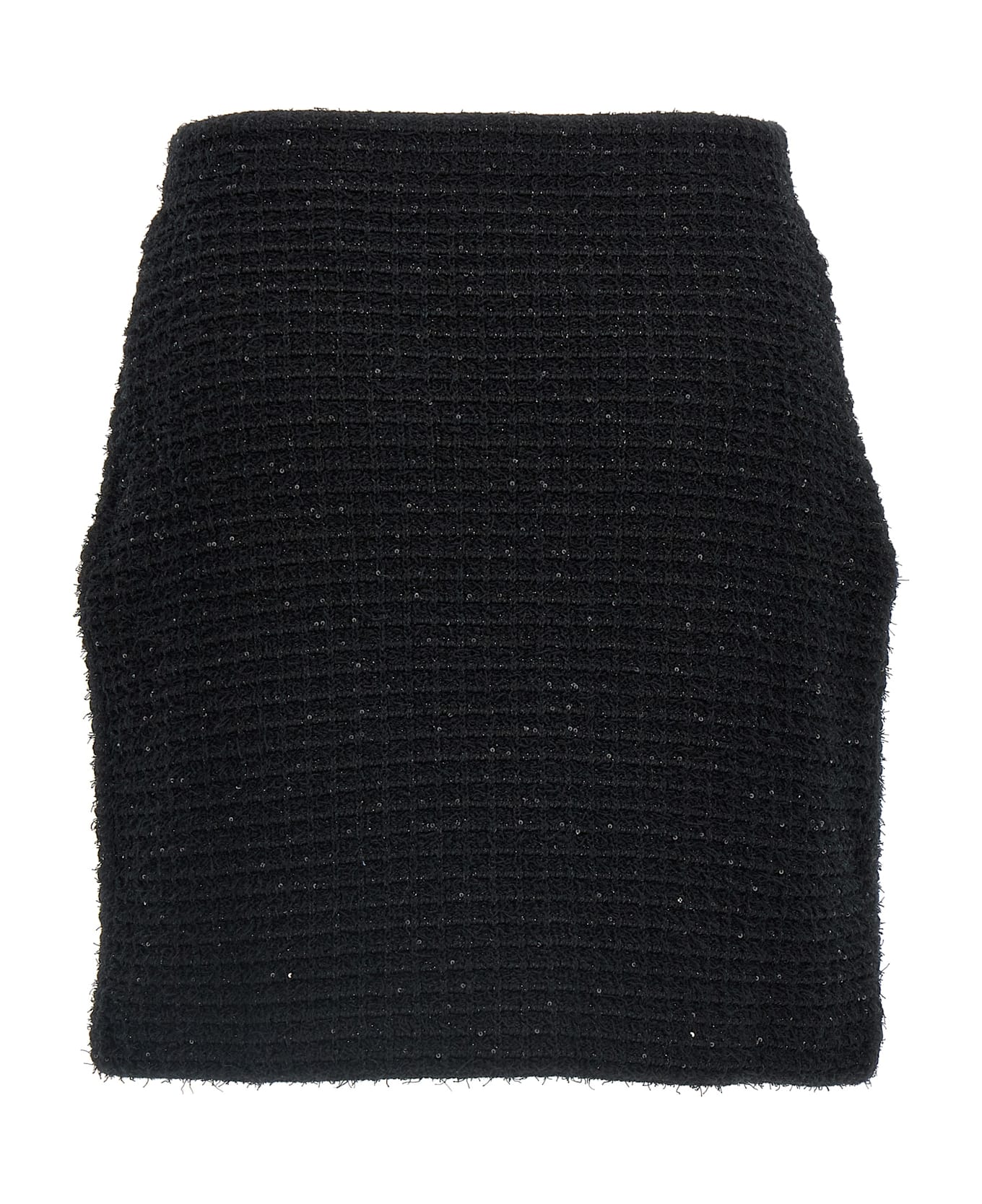 self-portrait 
black Textured Knit Mini
 Skirt - Black