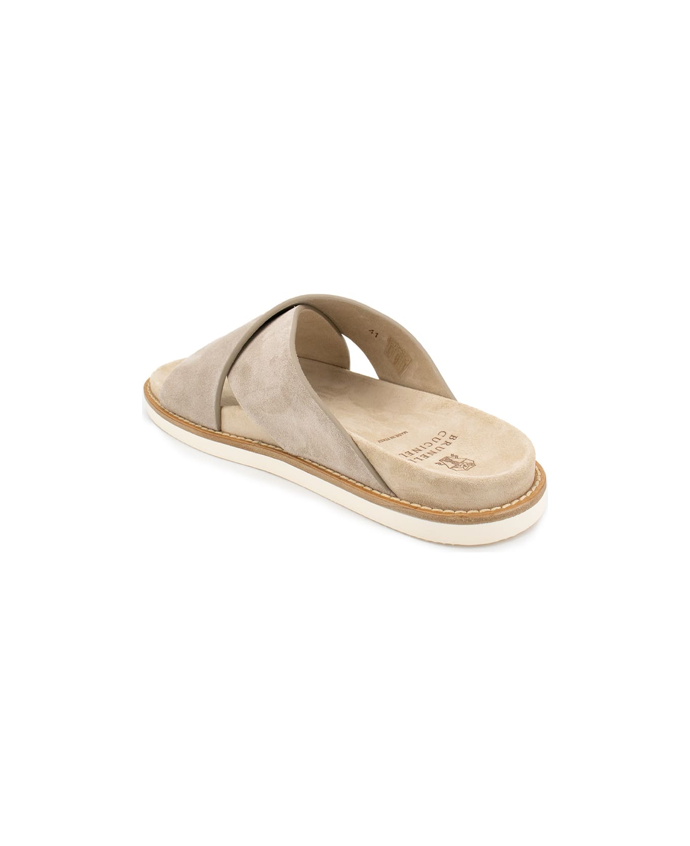 Brunello Cucinelli Washed Suede Slides - MARRONE CHIARO