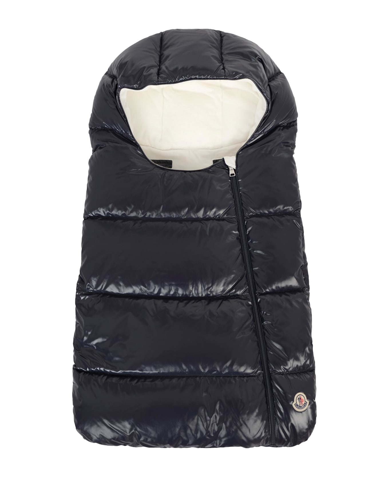 Moncler Blue Sleeping Bag For Babykids With Logo Patch - Blue