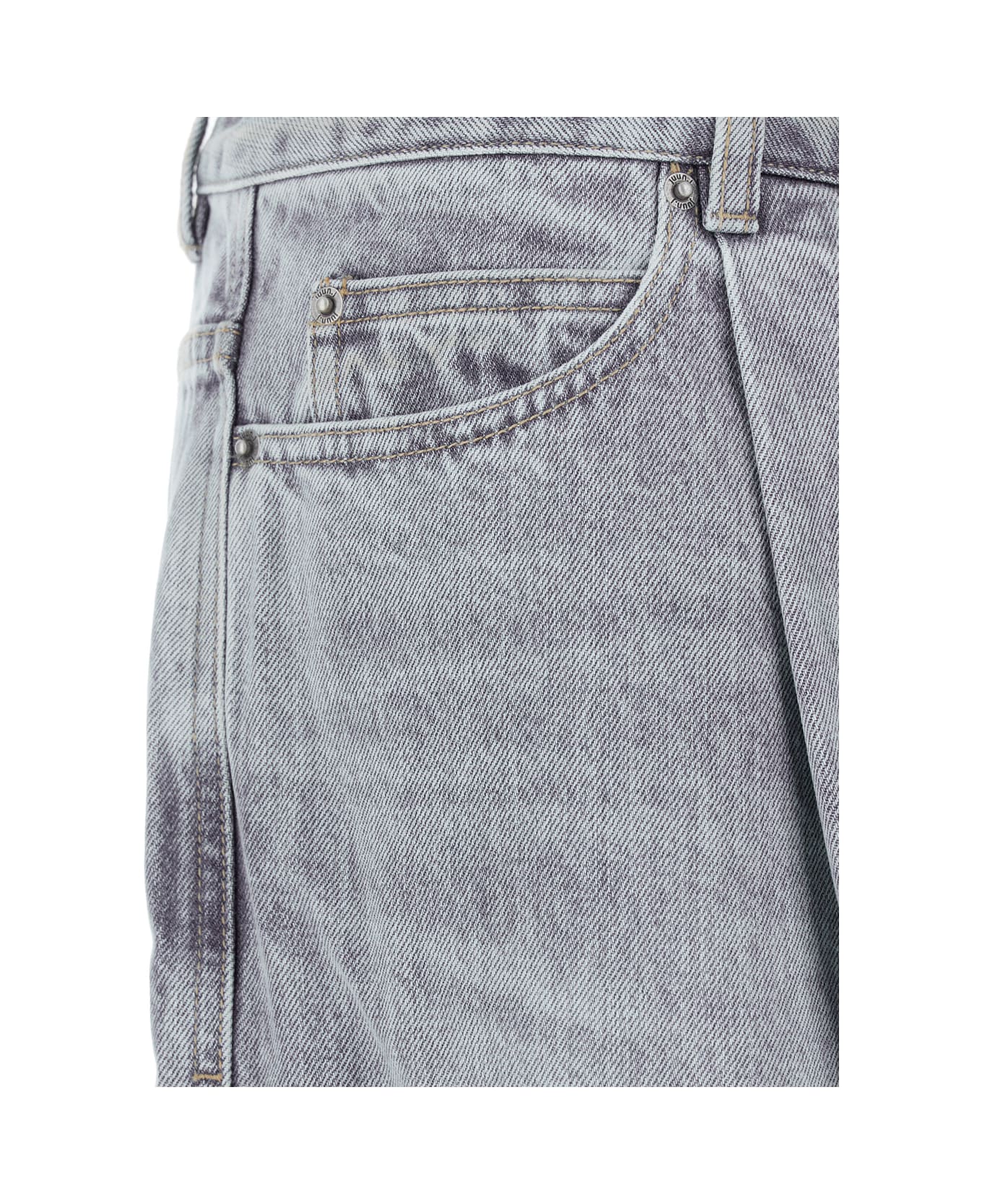 Juun.J Blue Jeans With Faded Effect And Wide Legi N Denim Man - Grey