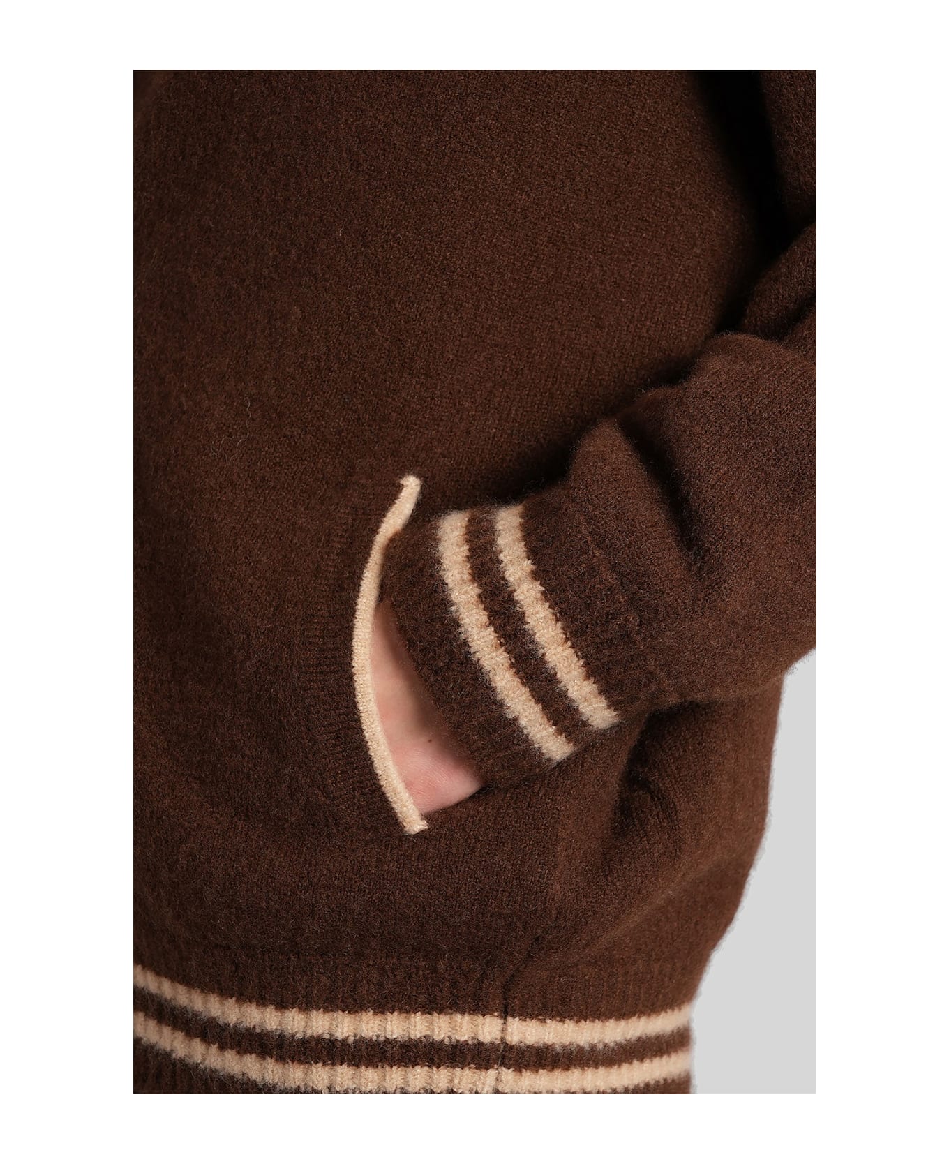 Laneus Bomber Jacket In Brown Cashmere - brown